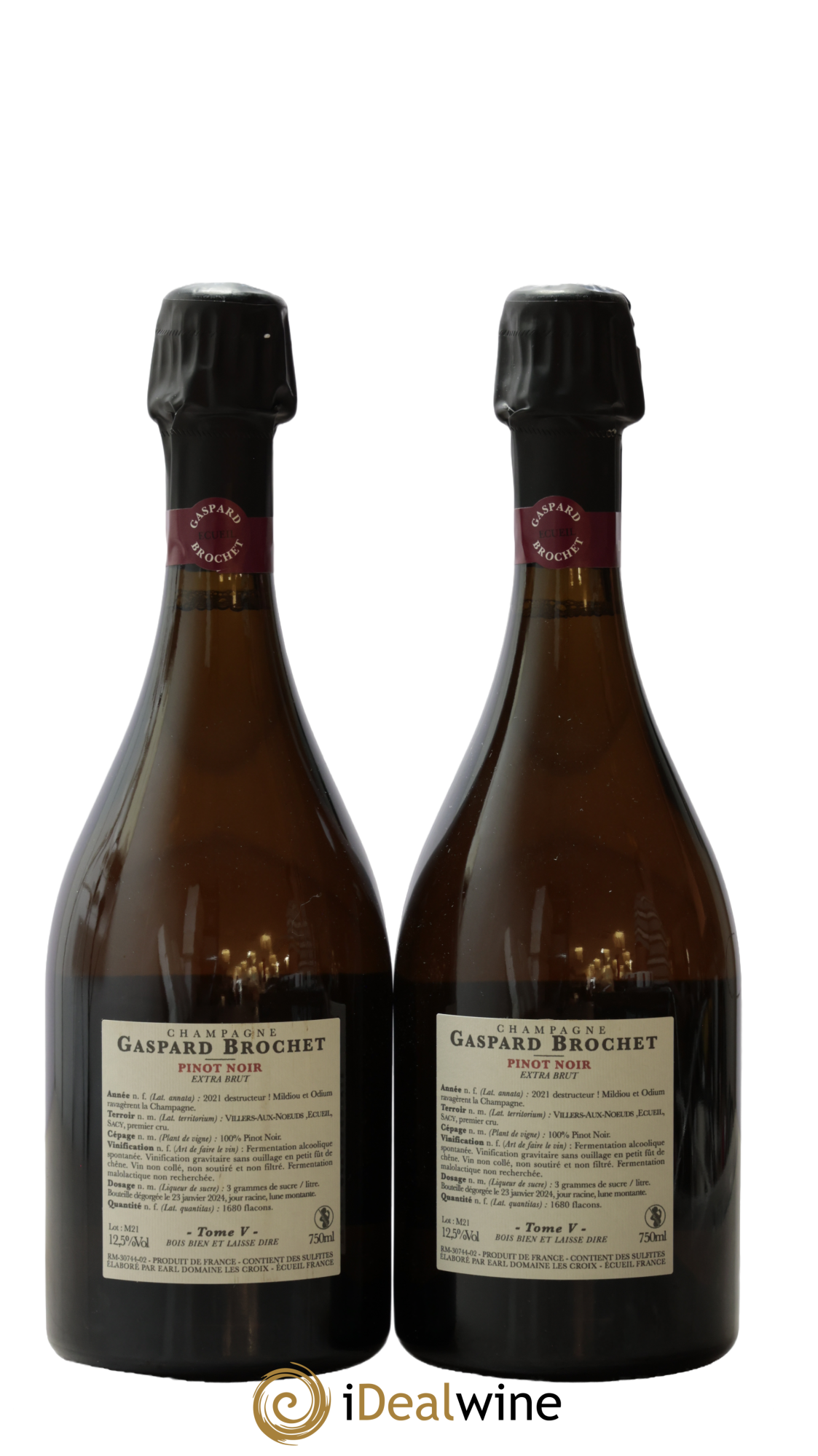 Pinot Noir Extra-Brut Tome V Gaspard Brochet 2021 - Lot of 2 bottles - 1