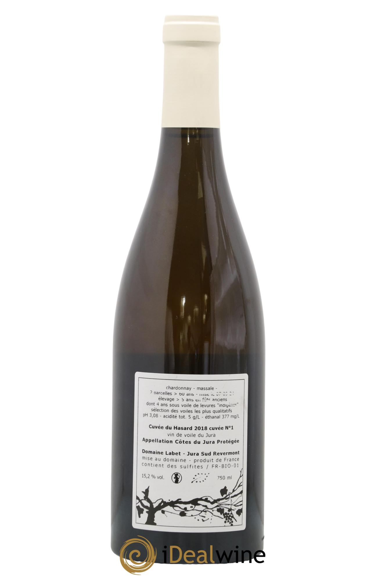 Côtes du Jura Vin de voile Chardonnay du Hasard Romain - Julien - Charline Labet 2018 - Lot de 1 bouteille - 1