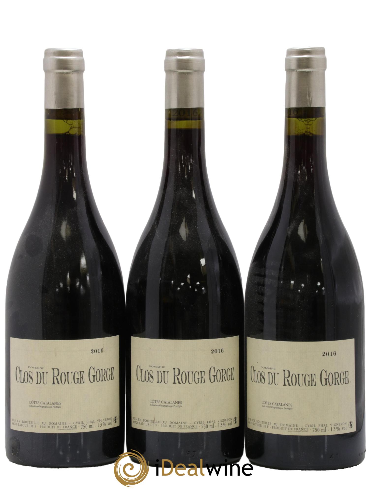 IGP Côtes Catalanes Clos du Rouge Gorge Cyril Fhal 2016 - Lot of 3 bottles - 0