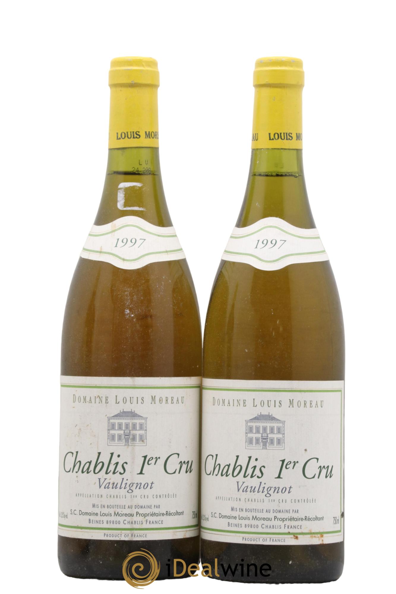 Chablis 1er Cru Vau Ligneau (anciennement Vaulignot) Louis Moreau 1997 - Lot de 2 bouteilles - 0