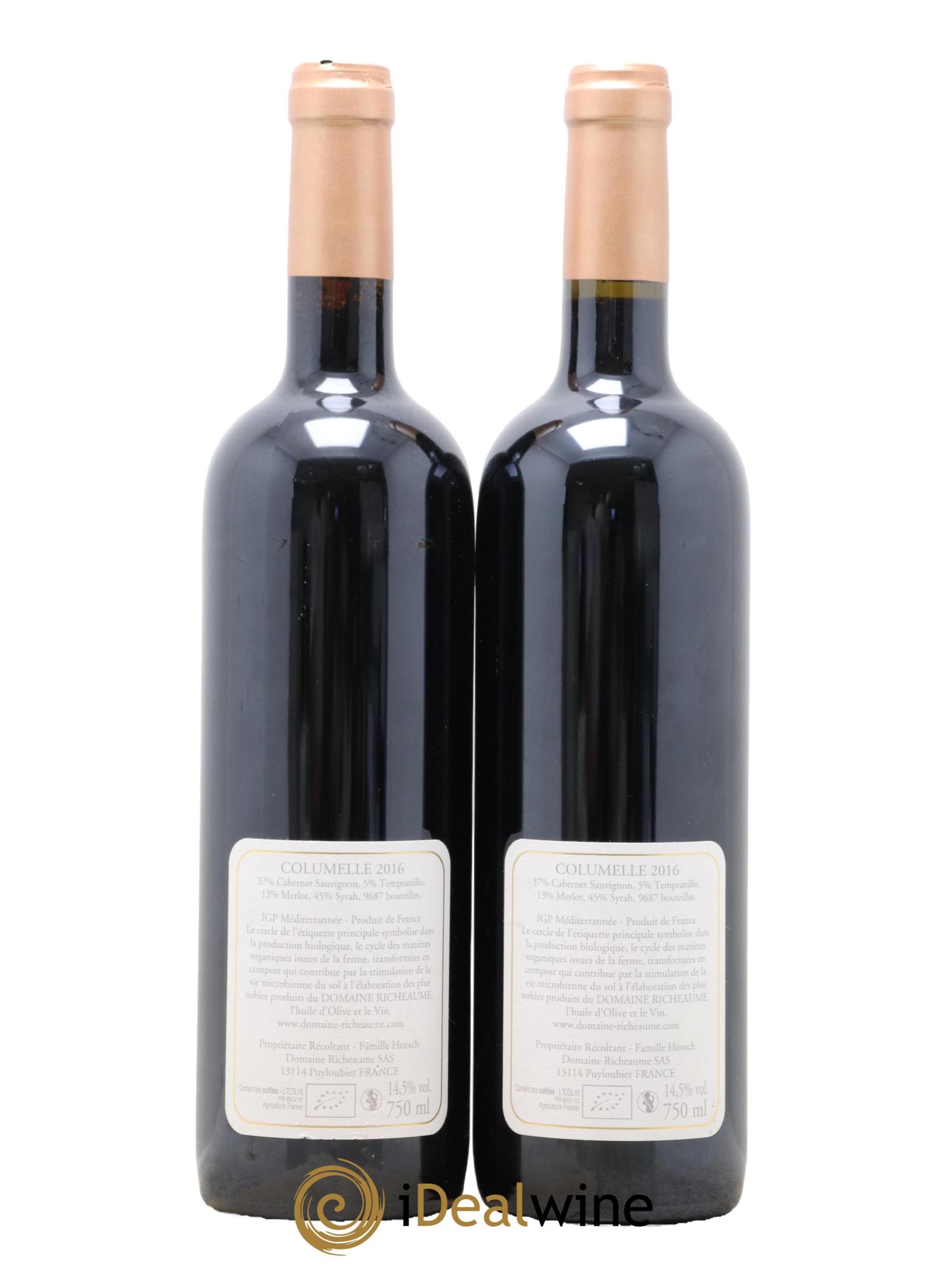 IGP Méditerranée Columelle Richeaume 2016 - Lot of 2 bottles - 1