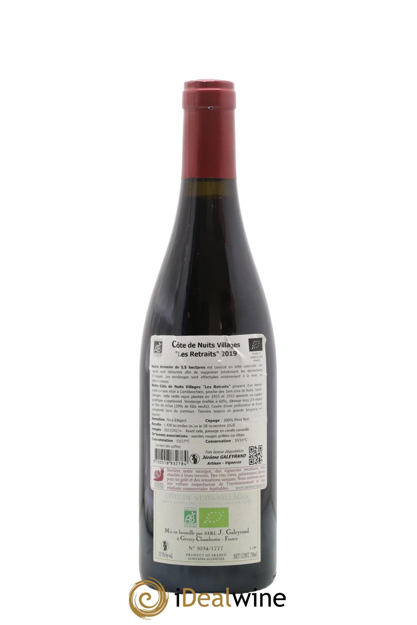 Bourgogne Les Retraits Domaine Jérôme Galeyrand 2019 - Lot of 1 bottle - 1