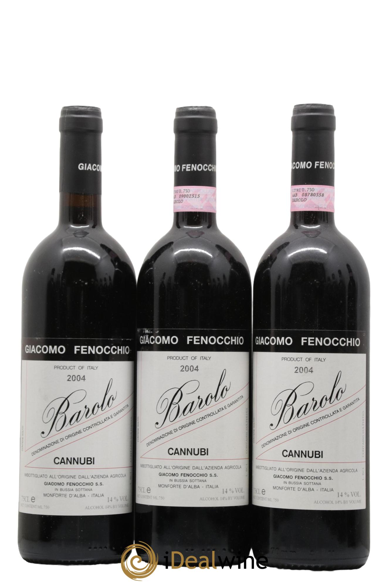 Barolo Cannubi Fenocchio 2004 - Lot de 3 bouteilles - 0