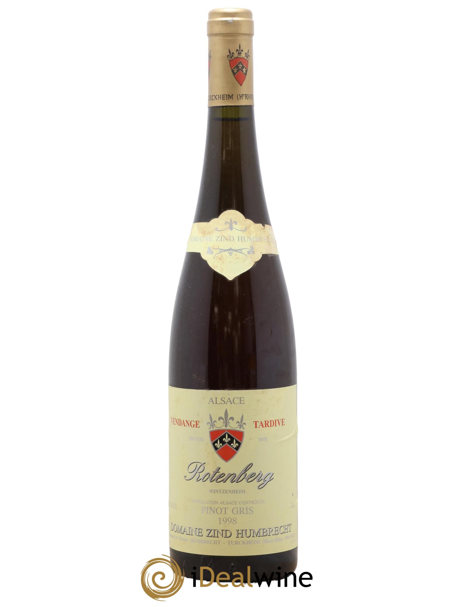 Alsace Pinot Gris Rotenberg Vendanges Tardives Zind Humbrecht 1998 - Posten von 1 Flasche - 0