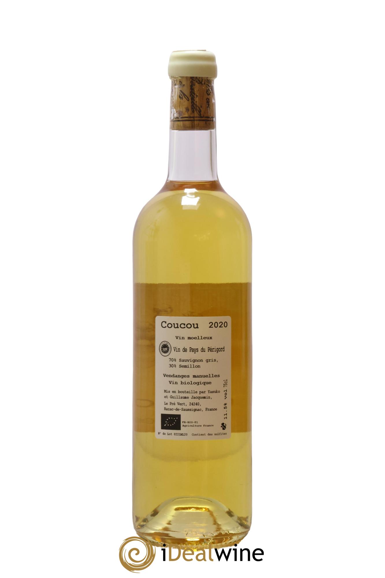 Vin de France Vin de Pays Du Perigord Coucou Pré Vert 2020 - Lot de 1 bouteille - 1
