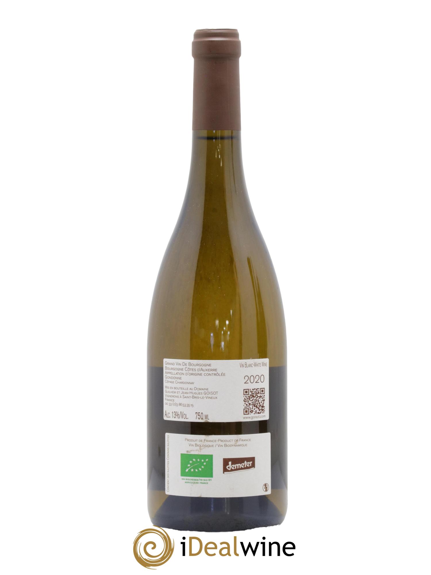 Bourgogne Côtes d'Auxerre Gondonne Goisot 2020 - Lot de 1 bouteille - 1