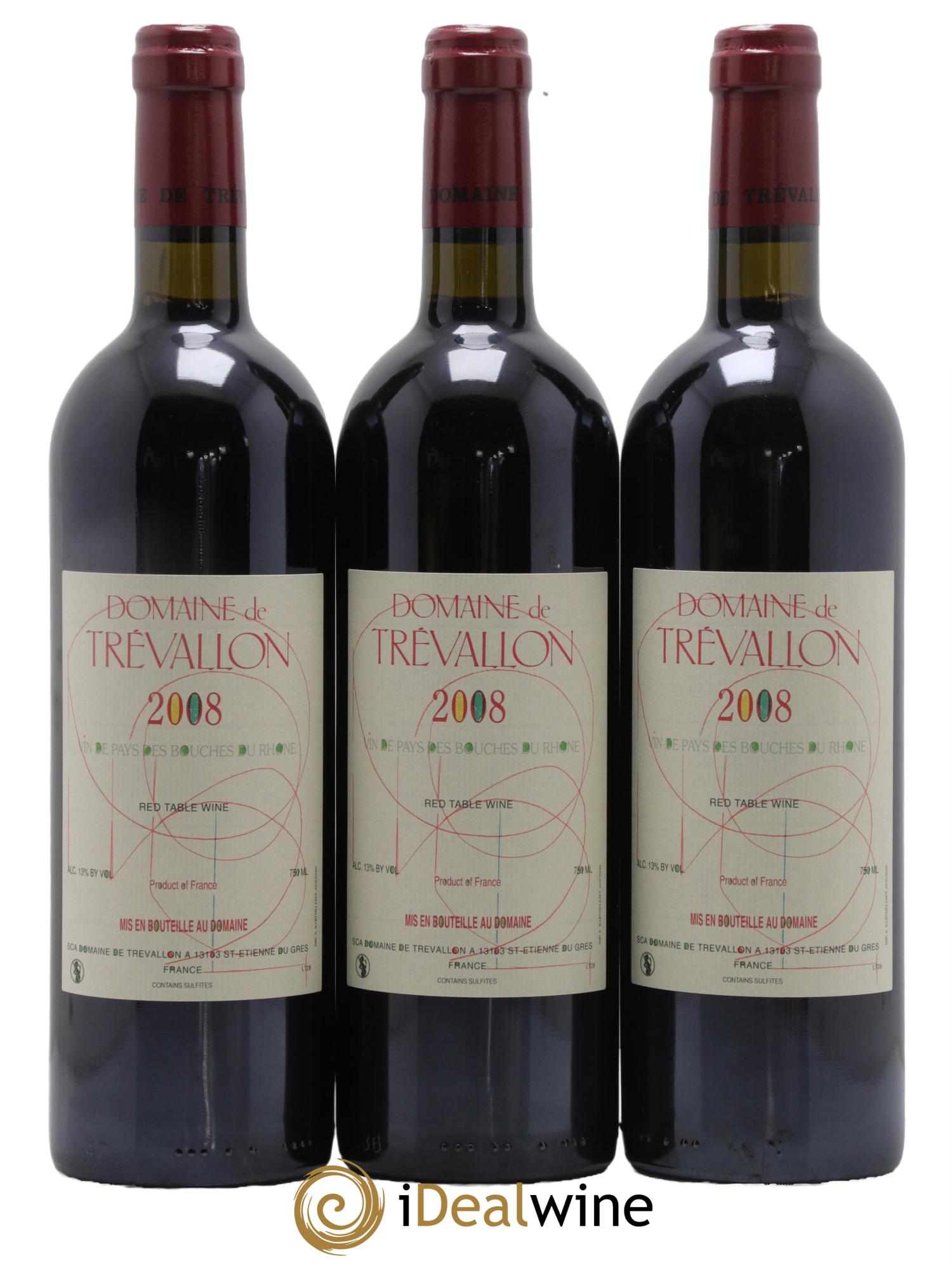 VDP Bouches du Rhône Trévallon (Domaine de) Eloi Dürrbach 2008 - Lot de 3 bouteilles - 0