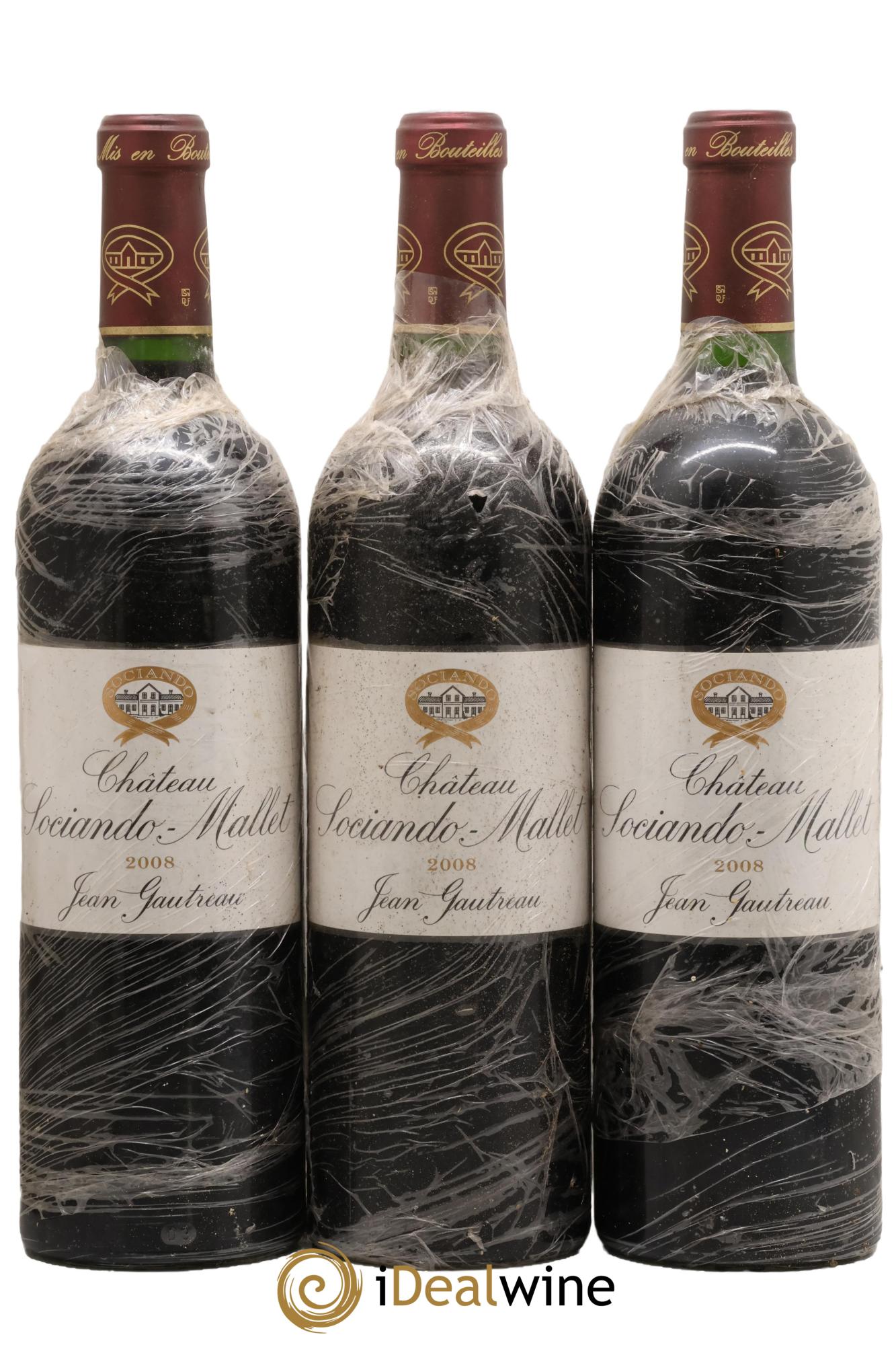 Château Sociando Mallet 2008 - Lot de 3 bouteilles - 0