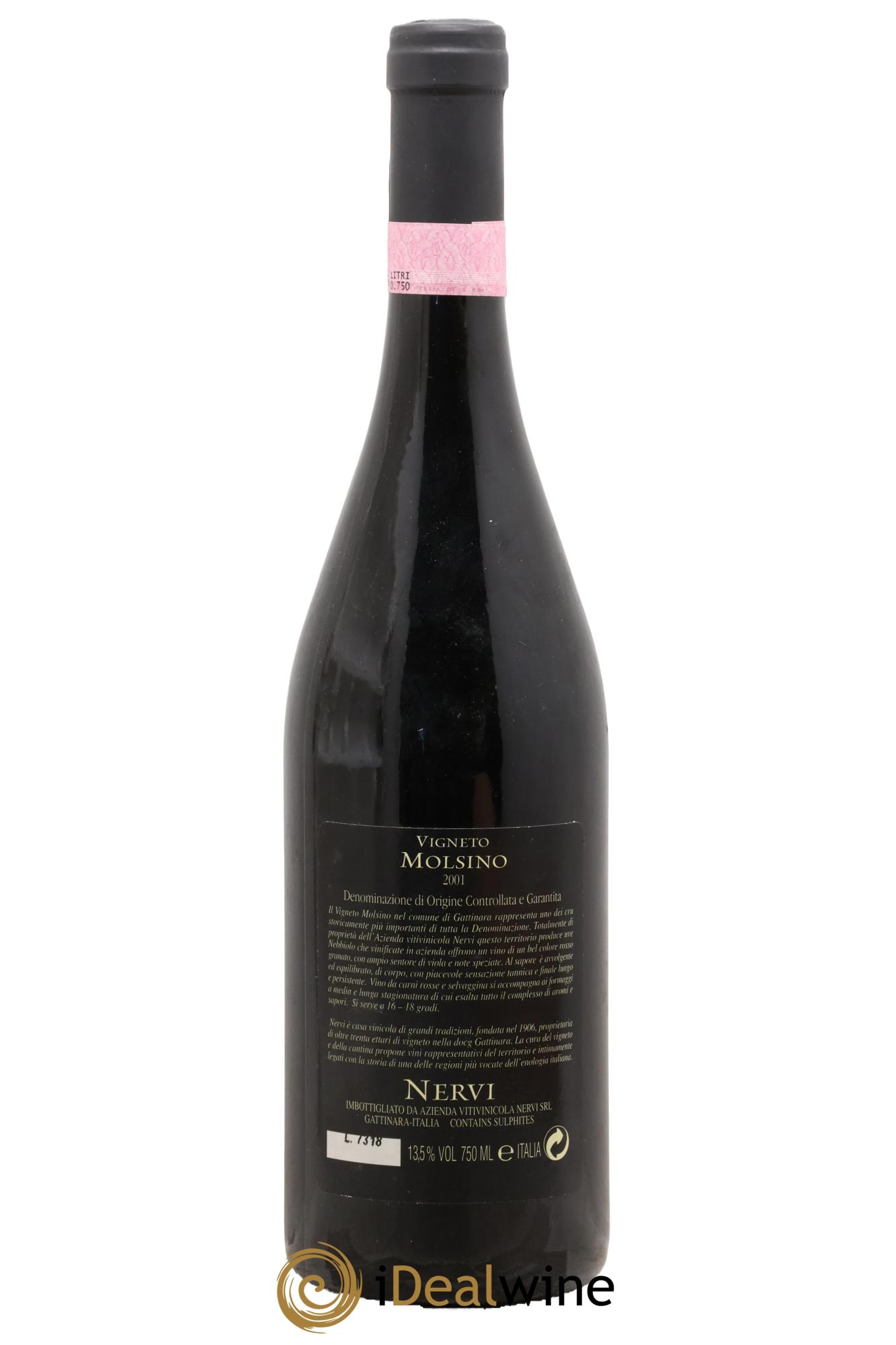 Gattinara DOCG Vigna Molsino Nervi Conterno 2001 - Lot de 1 bouteille - 1