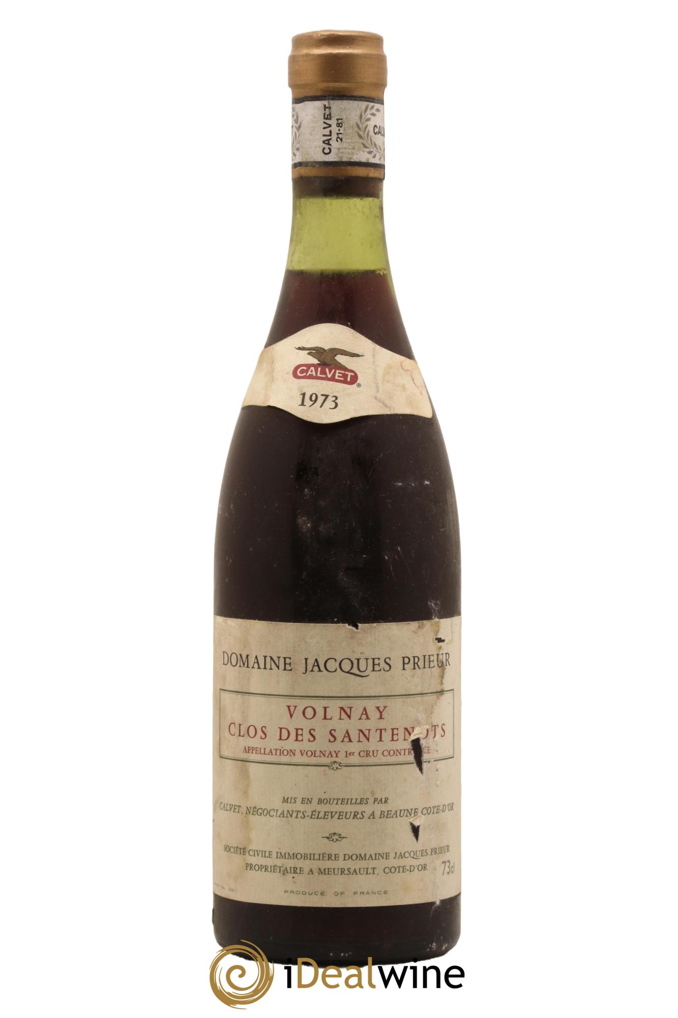 Volnay 1er Cru Clos des Santenots Jacques Prieur (Domaine) Mise Calvet 1973 - Lot de 1 bouteille - 0