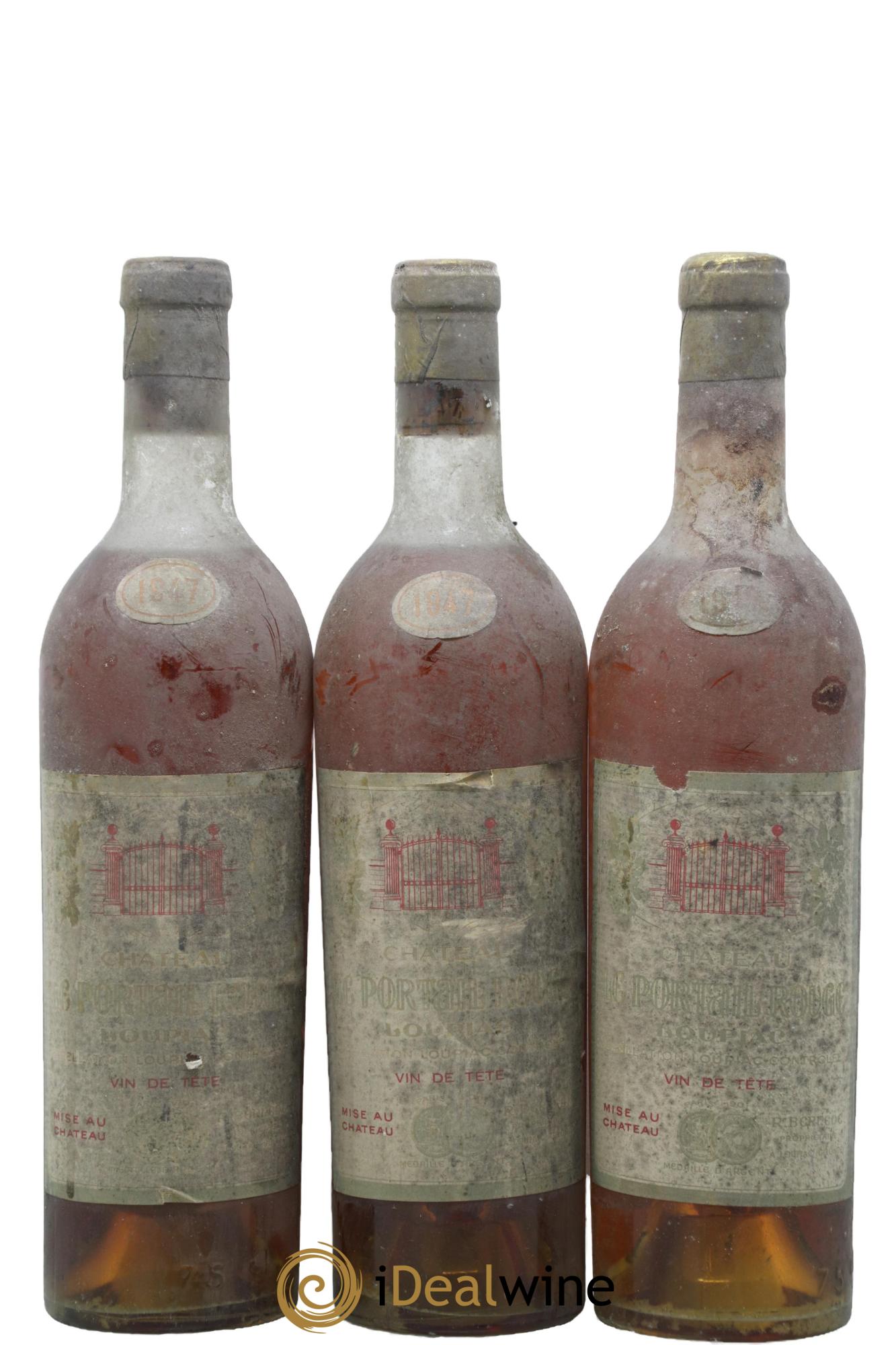 Loupiac Château Le Portail Rouge 1947 - Lotto di 3 bottiglie - 0