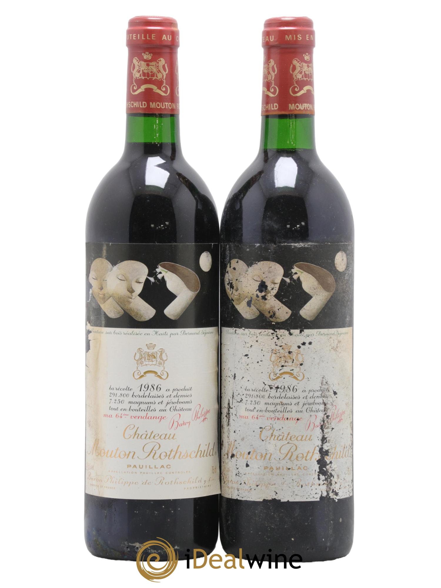 Château Mouton Rothschild 1er Grand Cru Classé 1986 - Lot de 2 bouteilles - 0