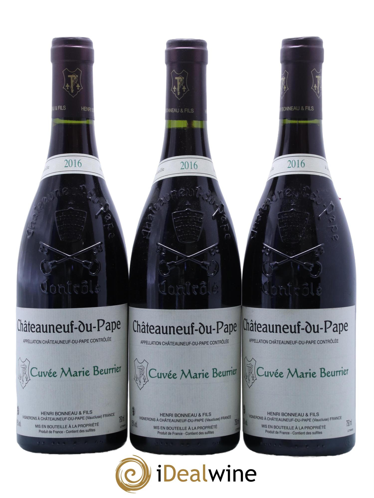 Châteauneuf-du-Pape Marie Beurrier Henri Bonneau & Fils 2016 - Lot de 3 bouteilles - 0