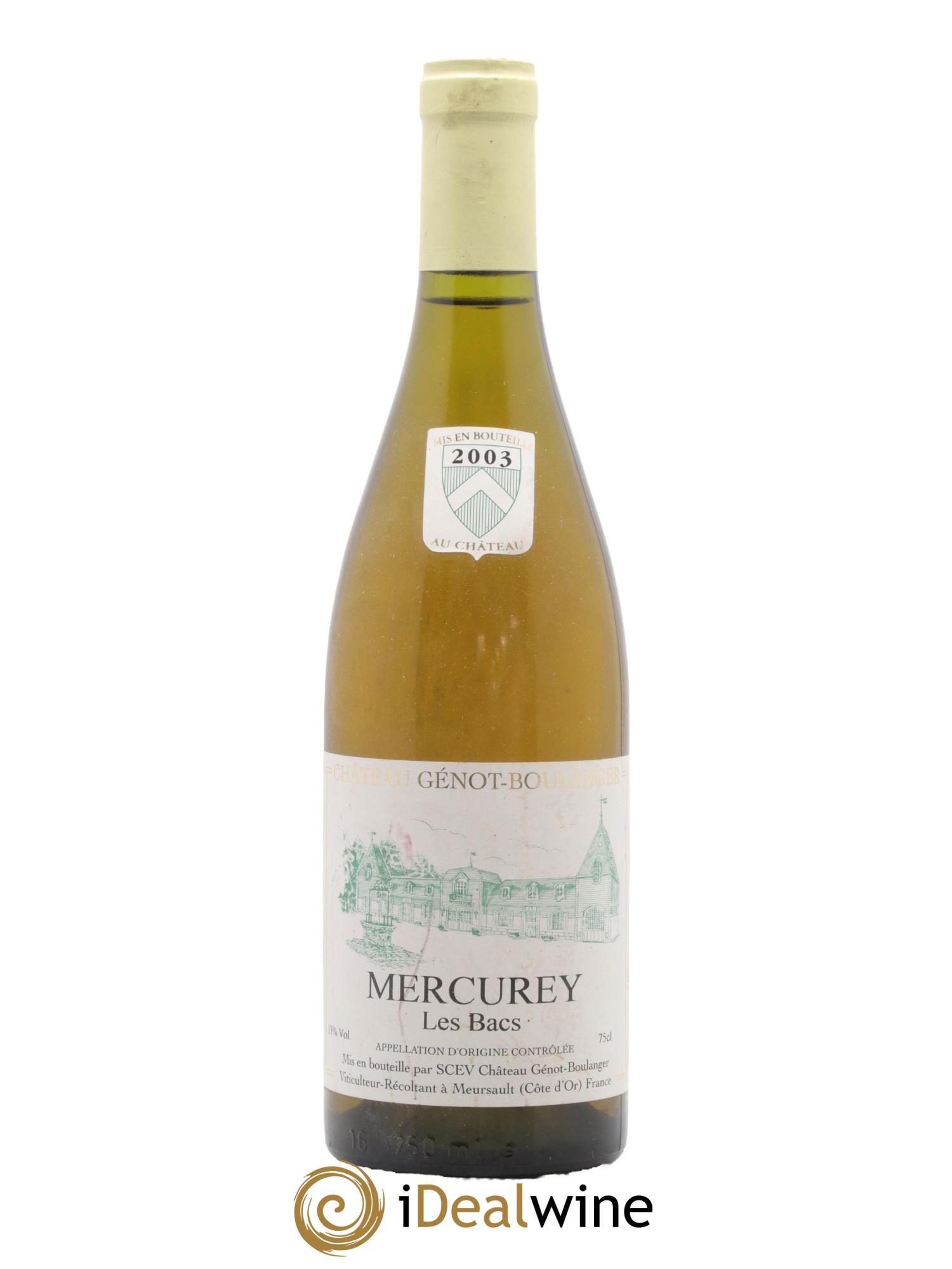 Mercurey Les Bacs Chateau Genot Boulanger 2003 - Lot de 1 bouteille - 0