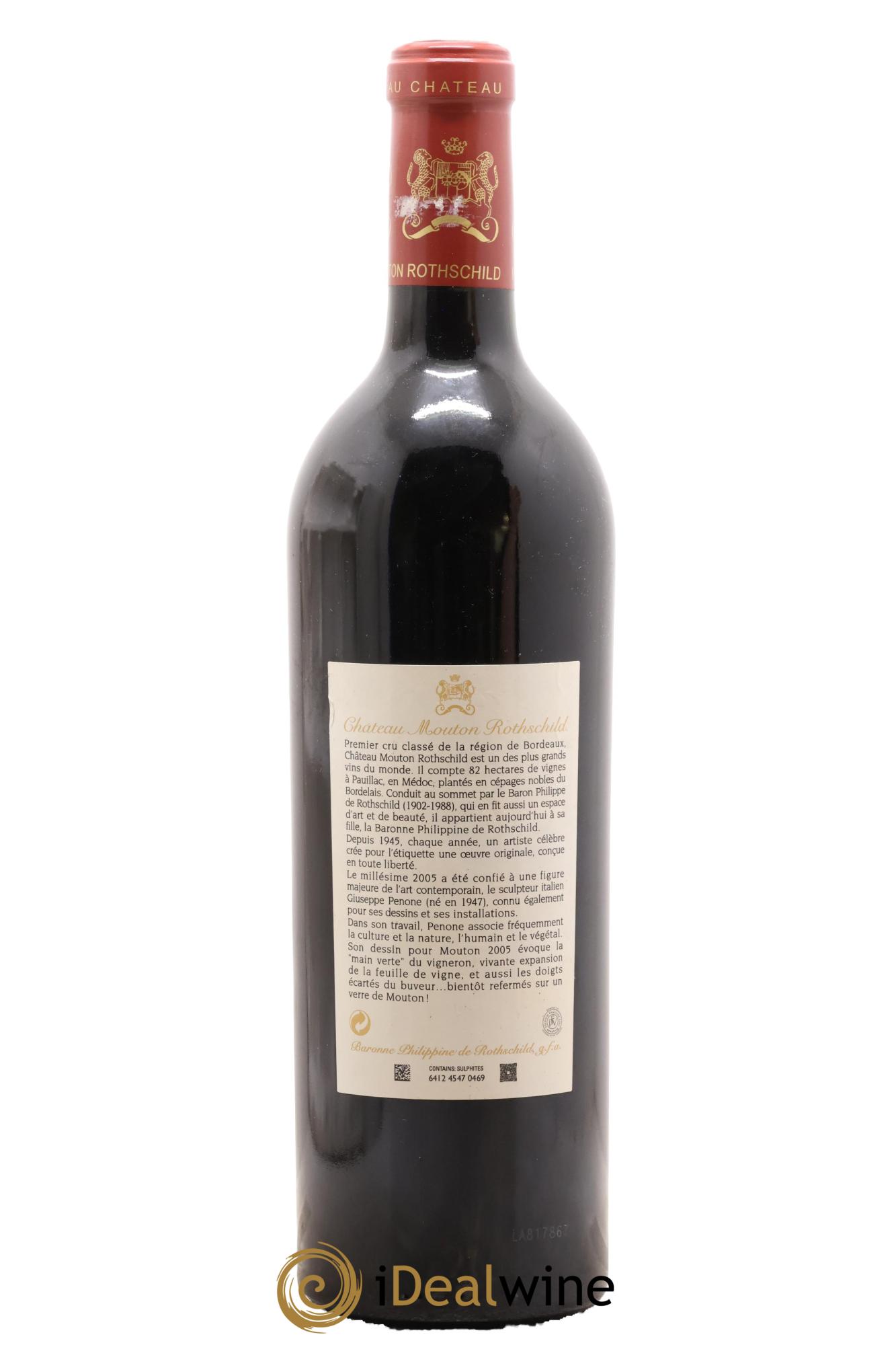 Château Mouton Rothschild 1er Grand Cru Classé 2005 - Lot de 1 bouteille - 1