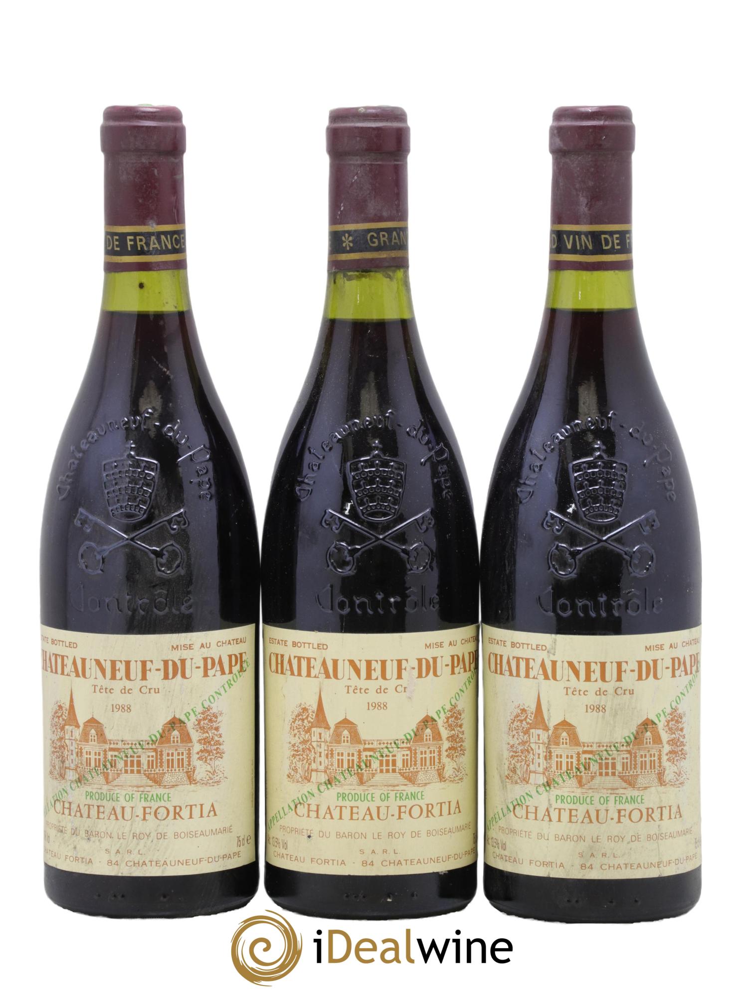 Châteauneuf-du-Pape Château Fortia 1988 - Lot de 3 bouteilles - 0