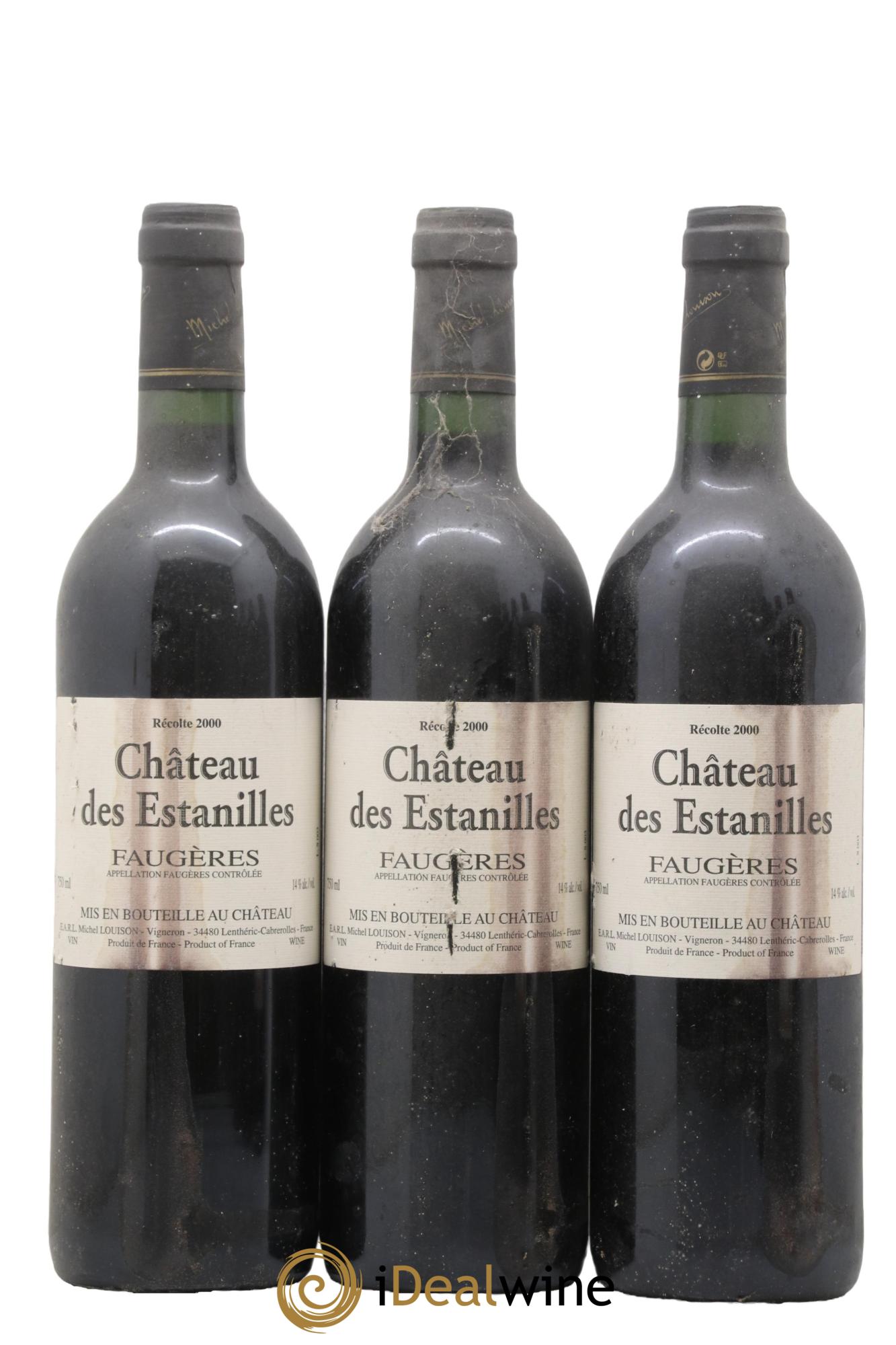 Faugères Château des Estanilles 2000 - Lot de 3 bouteilles - 0