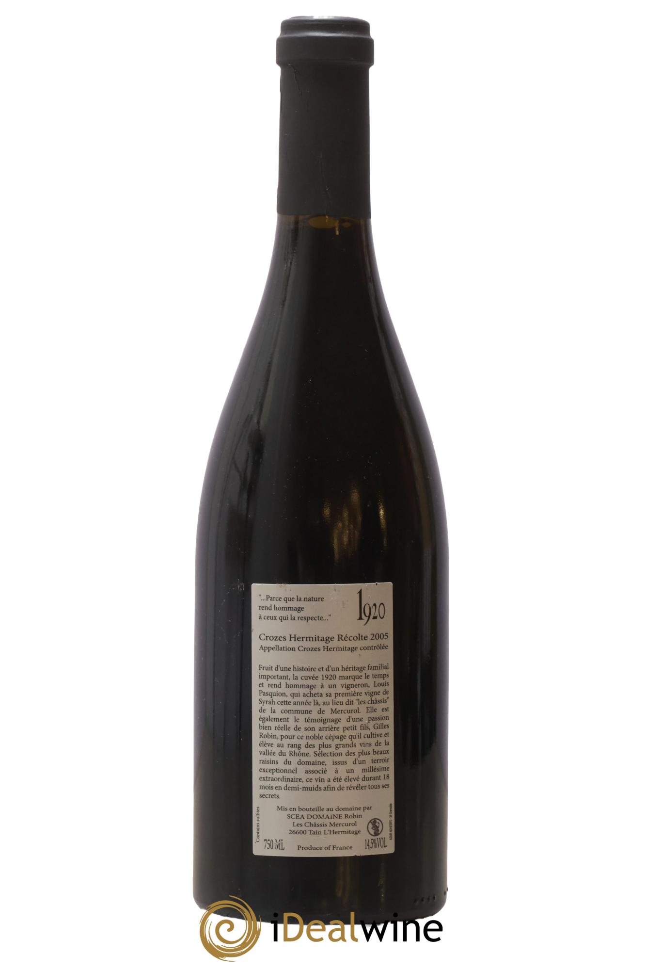 Crozes-Hermitage 1920 Gilles Robin 2005 - Posten von 1 Flasche - 1