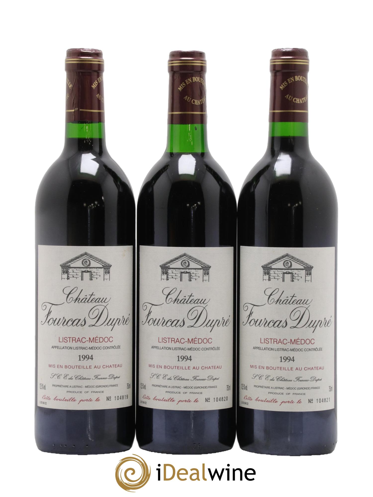 Château Fourcas Dupré 1994 - Lot de 3 bouteilles - 0