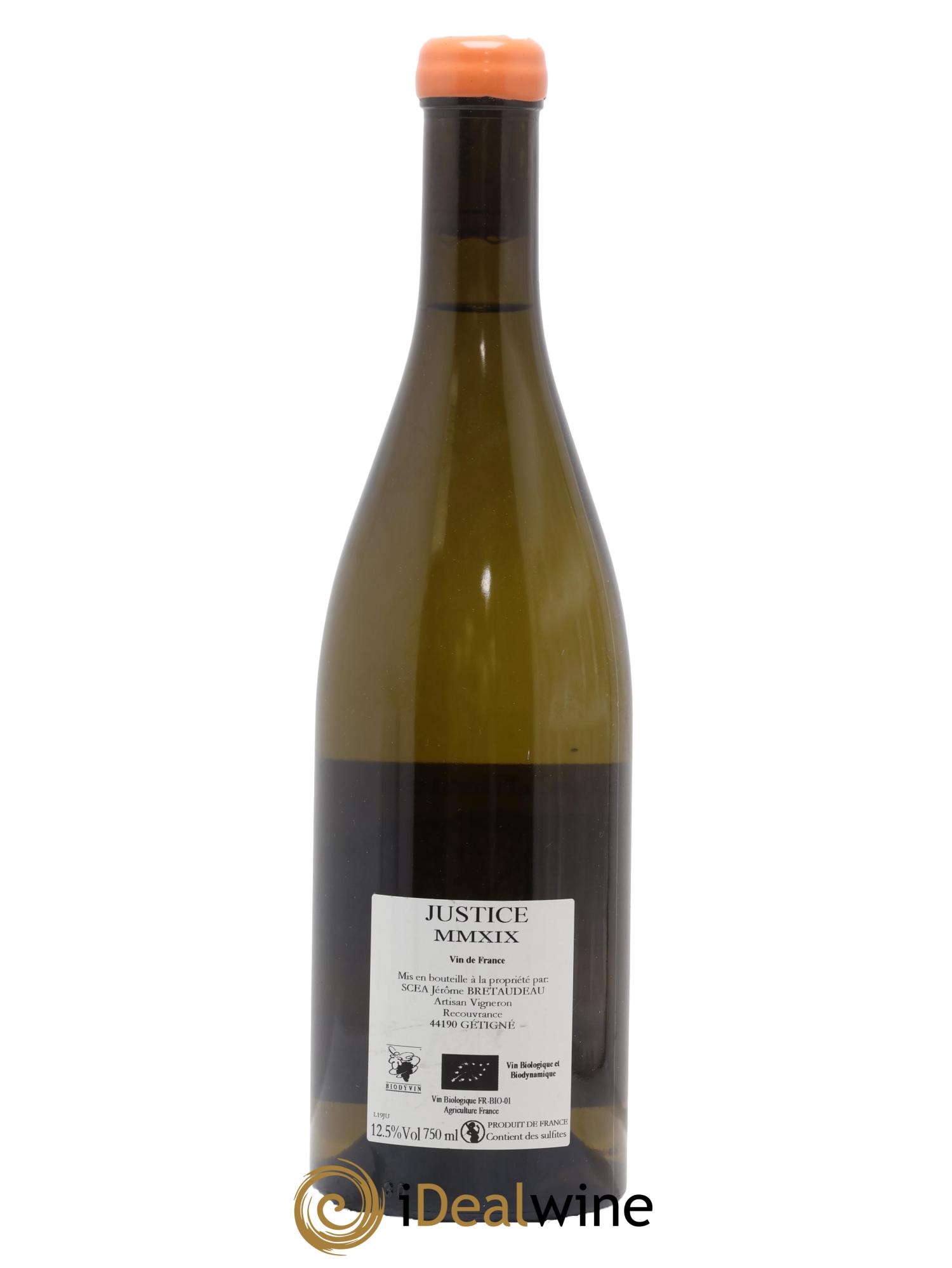 Muscadet-Sèvre-et-Maine Justice Jérôme Bretaudeau - Bellevue (Domaine de) 2019 - Lot de 1 bouteille - 1