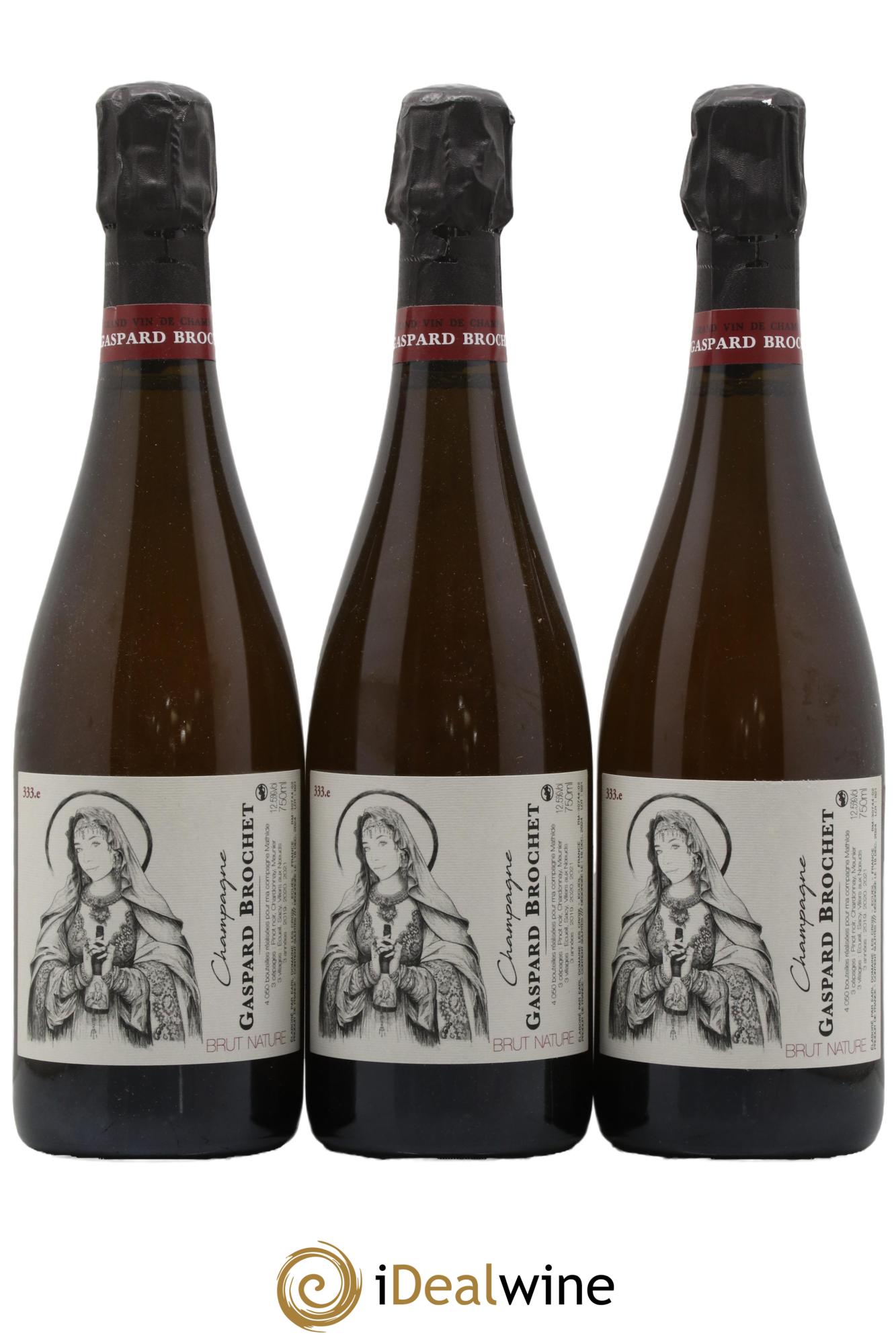 Champagne Brut Nature 333.e Gaspard Brochet - Lot de 3 bouteilles - 0