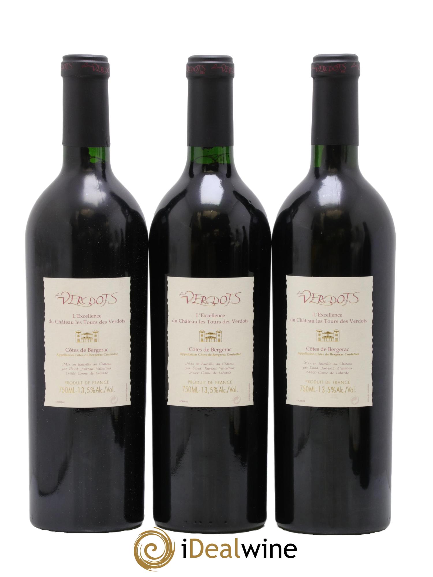 Côtes de Bergerac Les Verdots L'Excellence David Fourtout 2002 - Posten von 3 Flaschen - 1