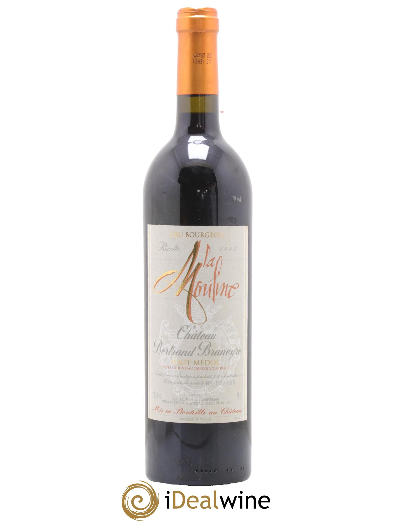 Haut Médoc Chateau Bertrand Braneyre La Mouline 1998 - Lot de 1 bouteille - 0