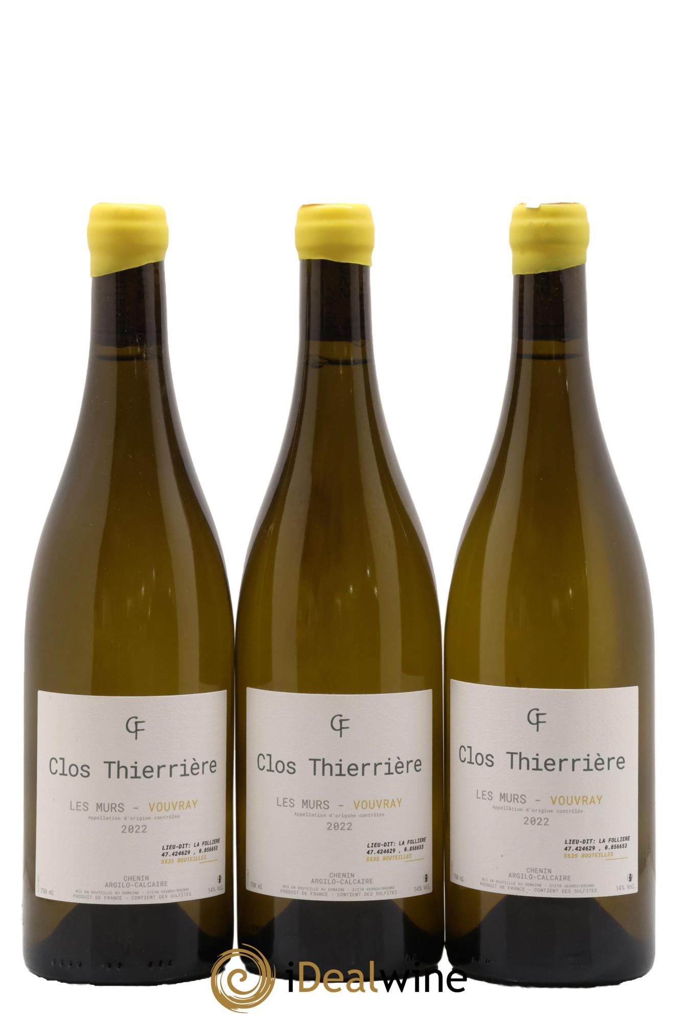 Vouvray Les Murs Clos Thierriere 2022 - Lot de 3 bouteilles - 0
