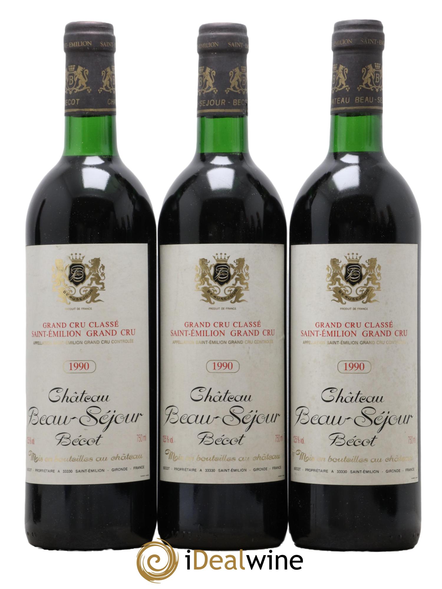 Château Beau-Séjour Bécot 1er Grand Cru Classé B 1990 - Posten von 3 Flaschen - 0