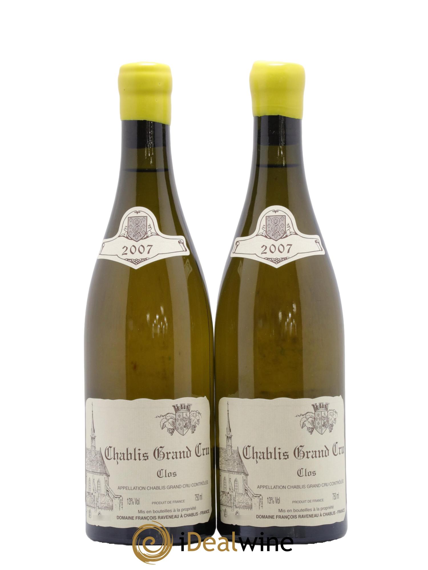 Chablis Grand Cru Clos Raveneau (Domaine) 2007 - Lot of 2 bottles - 0