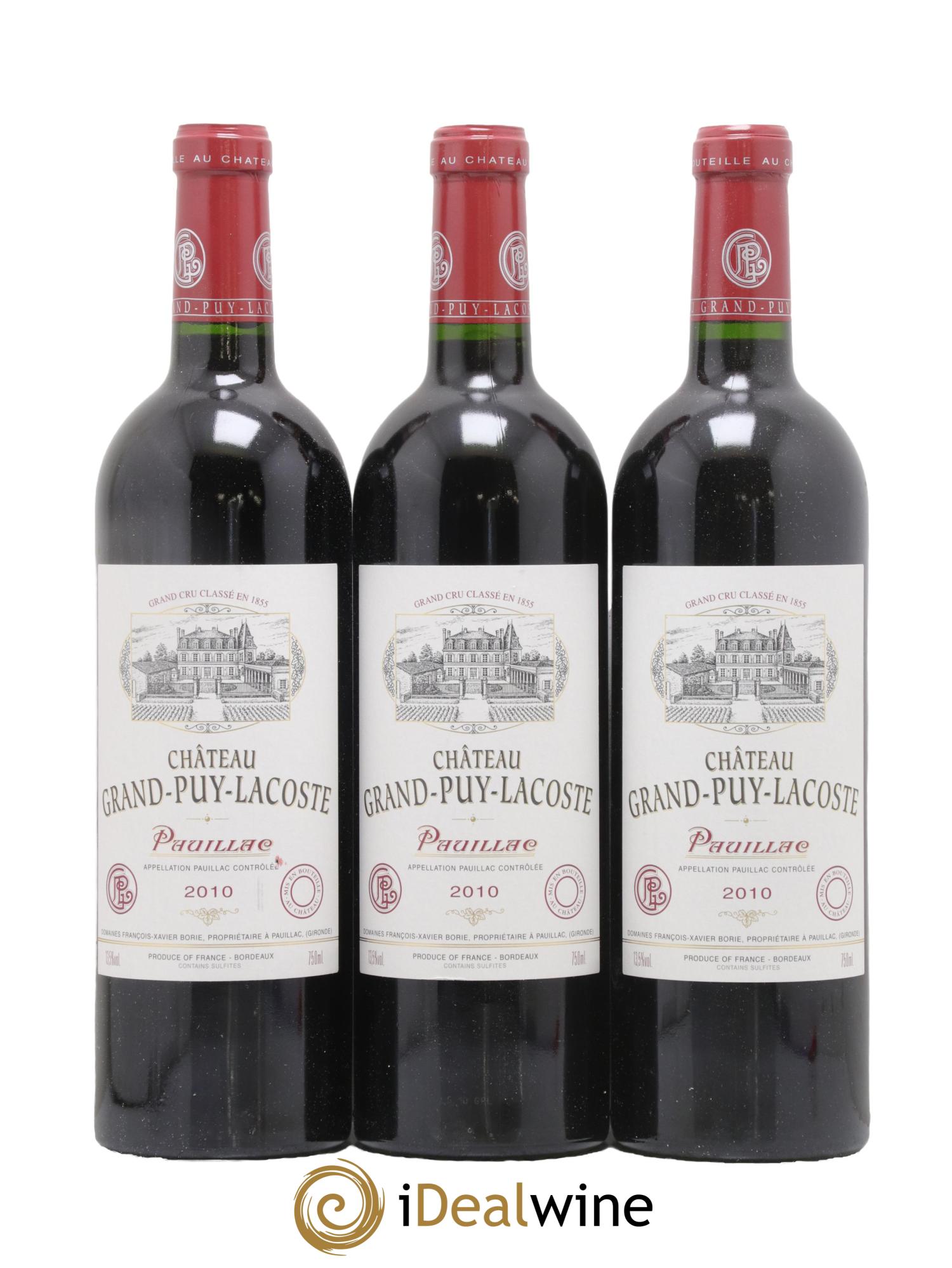 Château Grand Puy Lacoste 5ème Grand Cru Classé 2010 - Lot of 3 bottles - 0