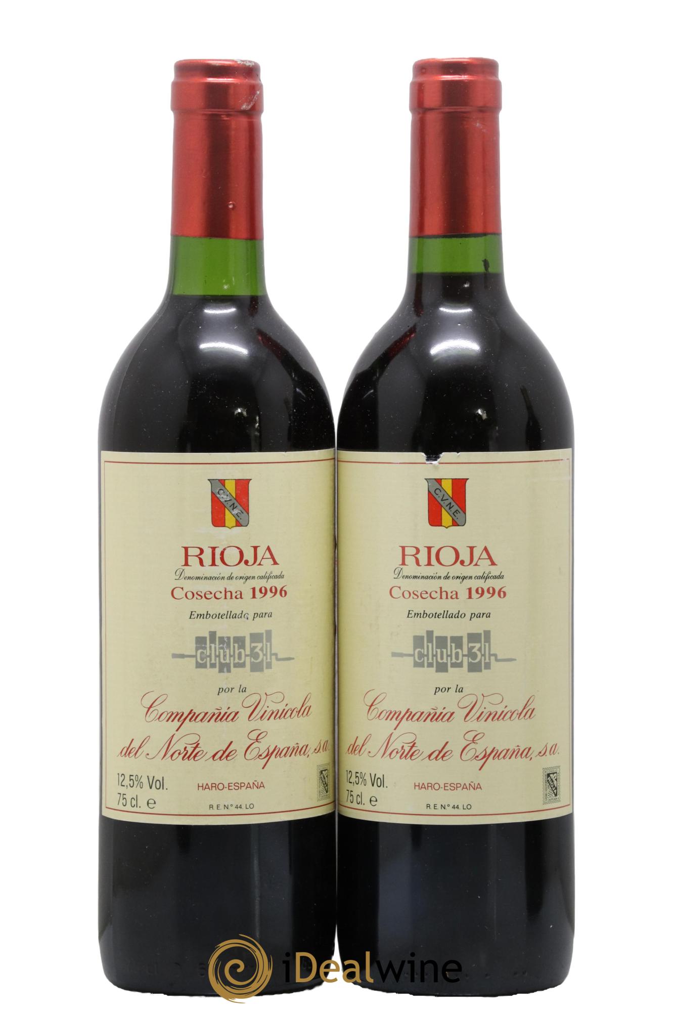 Rioja DOCA Cune Compañia Vinicola Del Norte España 1996 - Lot de 2 bouteilles - 0