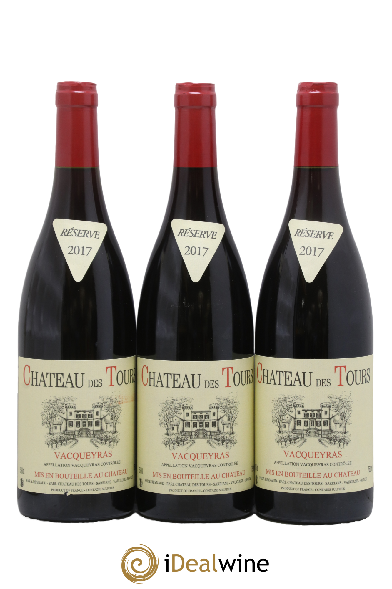 Vacqueyras Château des Tours Emmanuel Reynaud 2017 - Lot de 3 bouteilles - 0