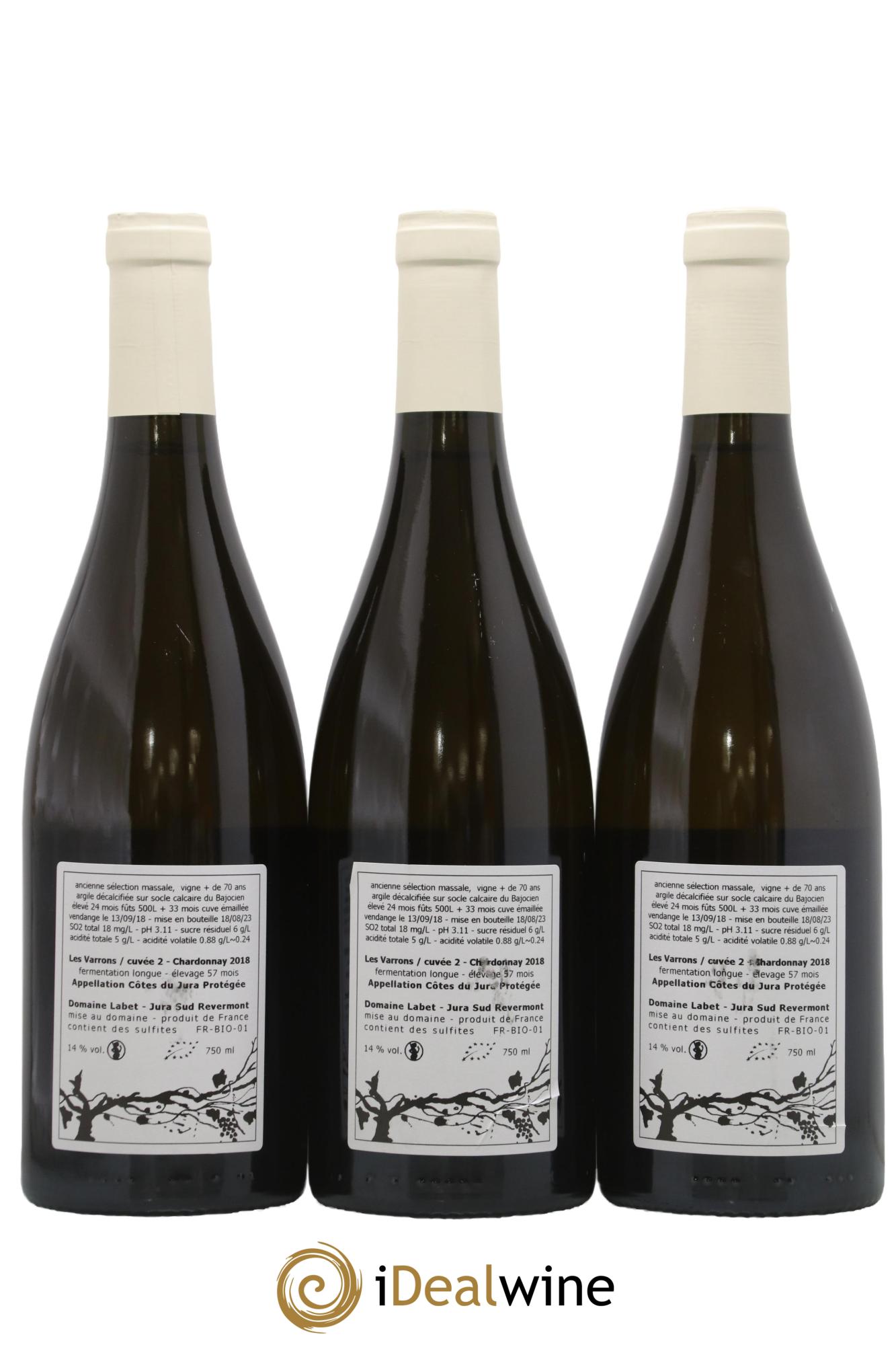 Côtes du Jura Les Varrons / Cuvée 2 - Elevage 57 mois Labet (Domaine) 2018 - Lot of 3 bottles - 1