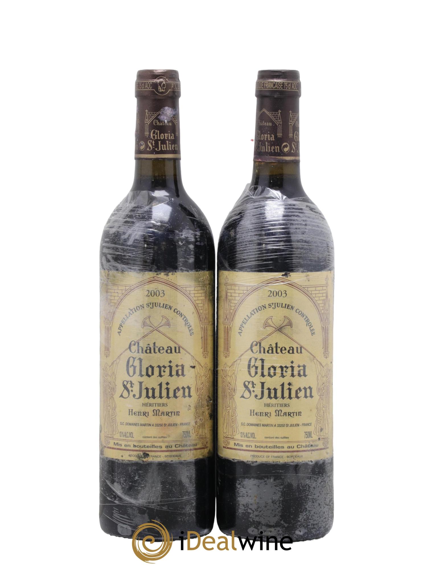 Château Gloria 2003 - Lot of 2 bottles - 0