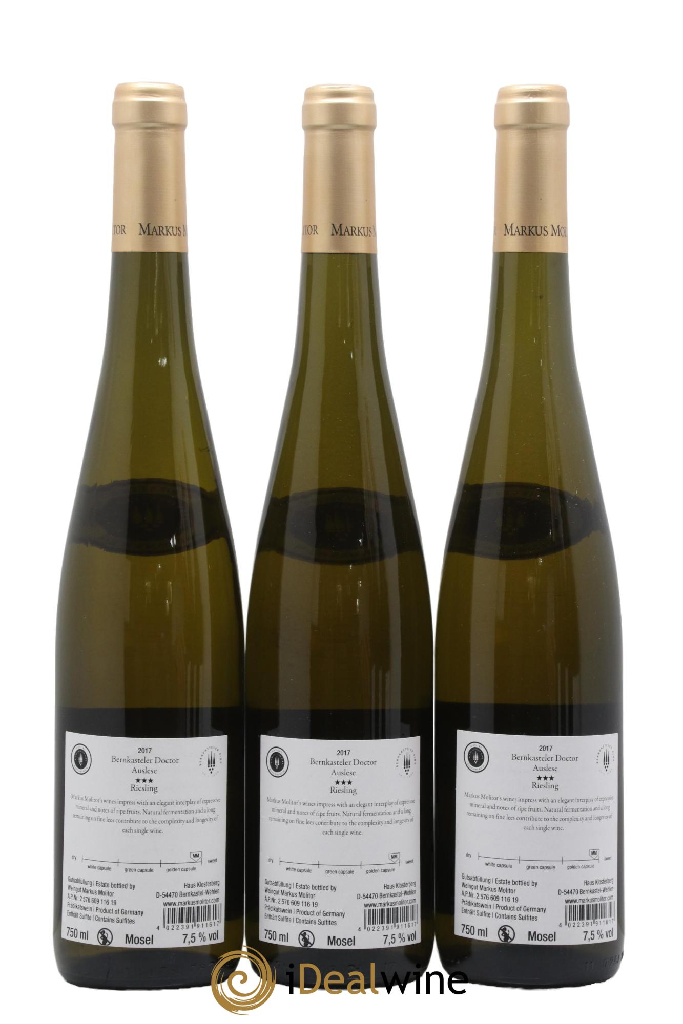 Riesling Markus Molitor Bernkasteler Doctor Auslese Gold Capsule°°° 2017 - Lot of 3 bottles - 1