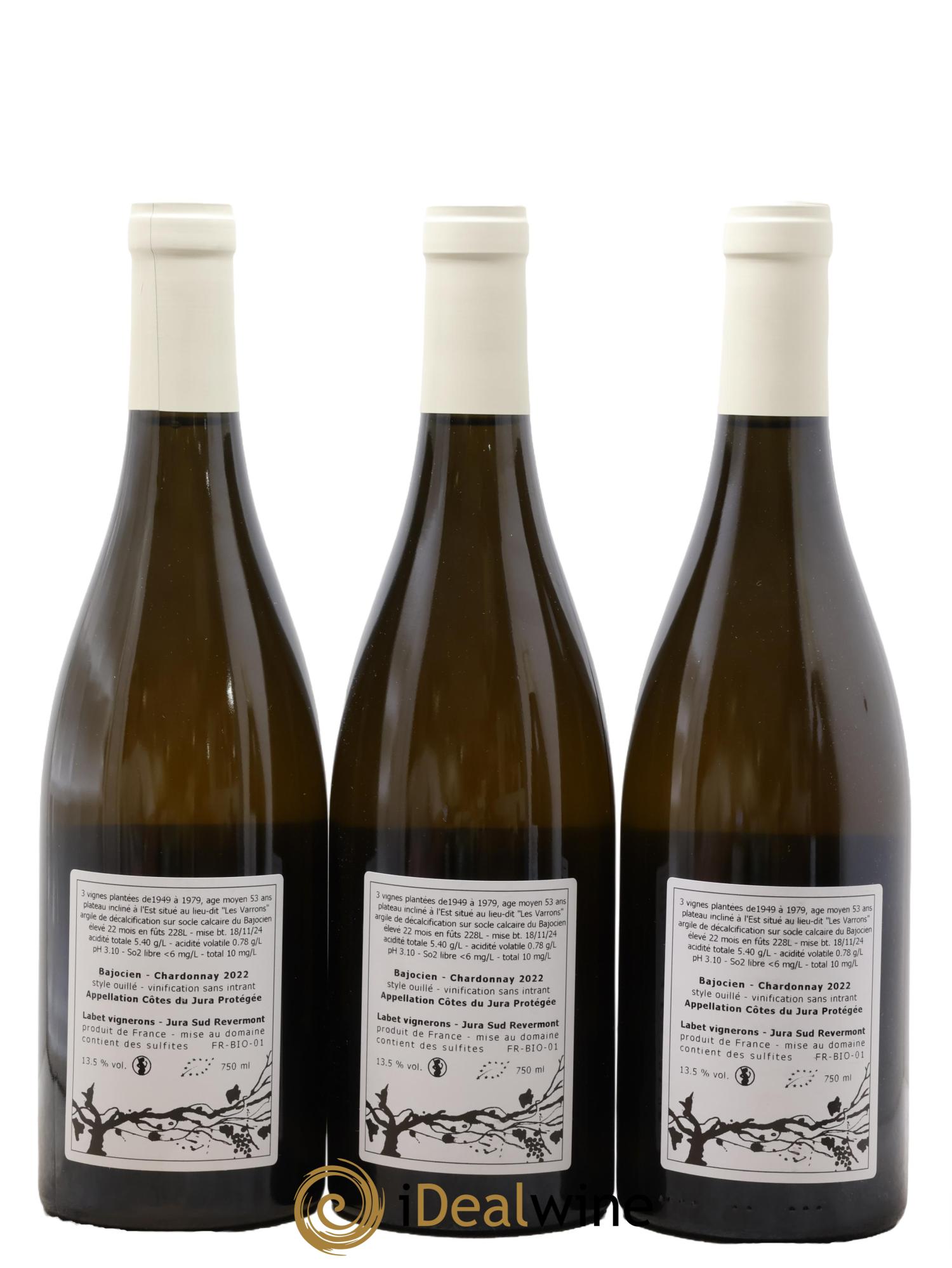Côtes du Jura Chardonnay Bajocien Romain - Julien - Charline Labet 2022 - Posten von 3 Flaschen - 1