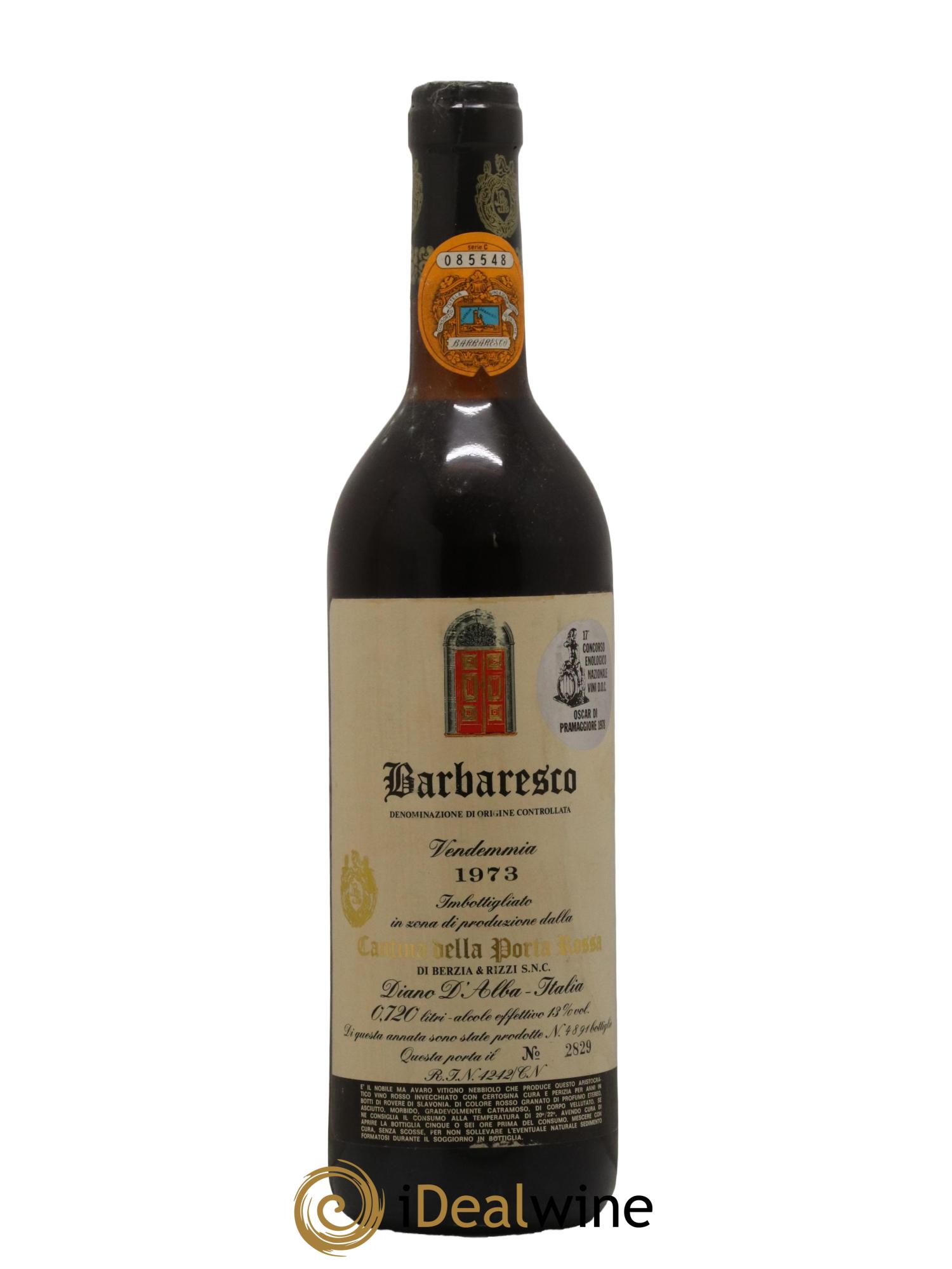 Barbaresco DOCG Cantina della Porta Rossa di Berzia E Rizzi 1973 - Lot de 1 bouteille - 0