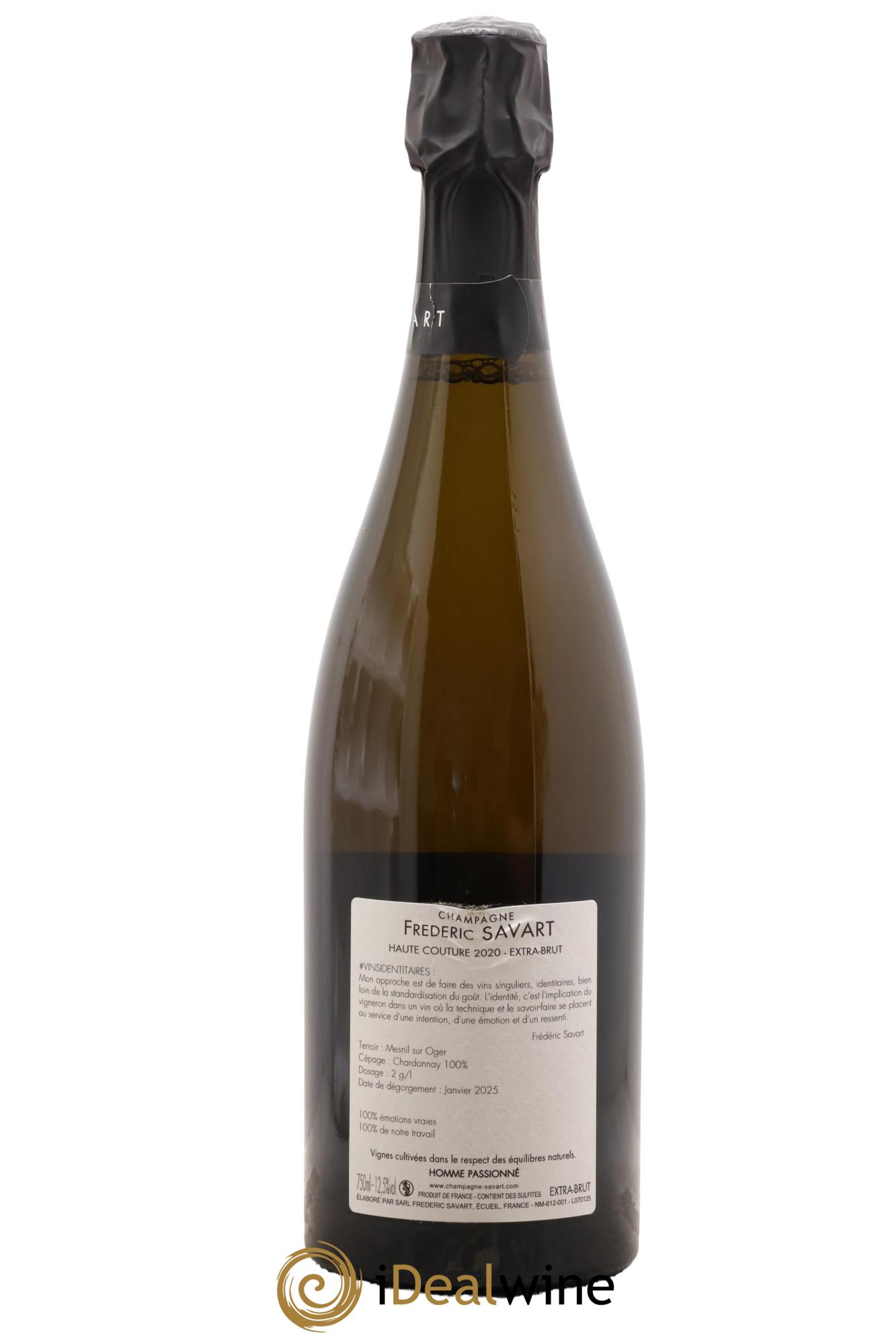 Haute Couture Le Mesnil sur Oger Extra-Brut Savart 2020 - Lot de 1 bouteille - 1