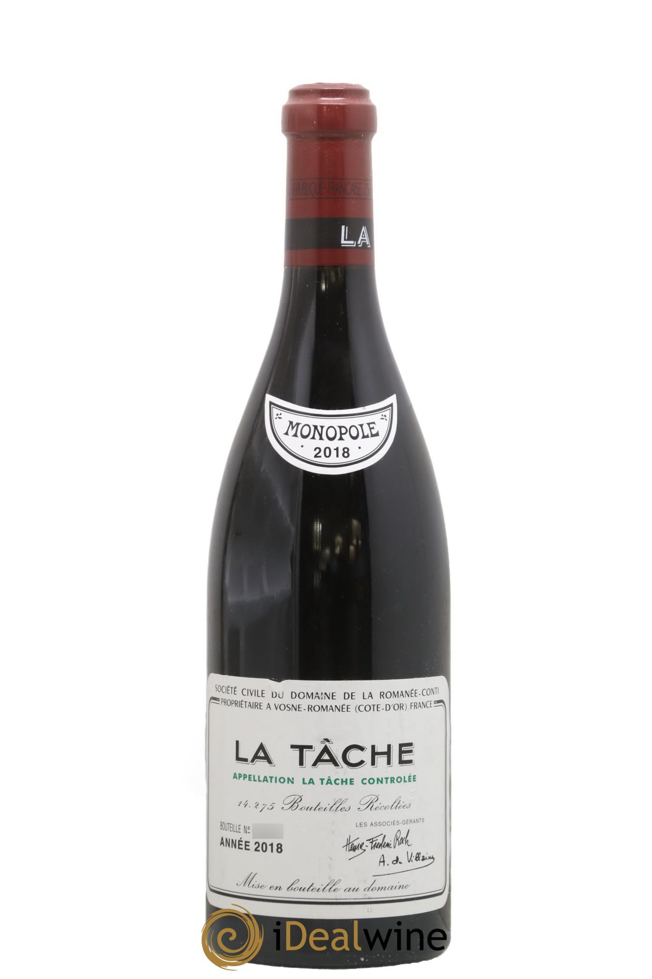 La Tâche Grand Cru Domaine de la Romanée-Conti 2018 - Lot of 1 bottle - 0