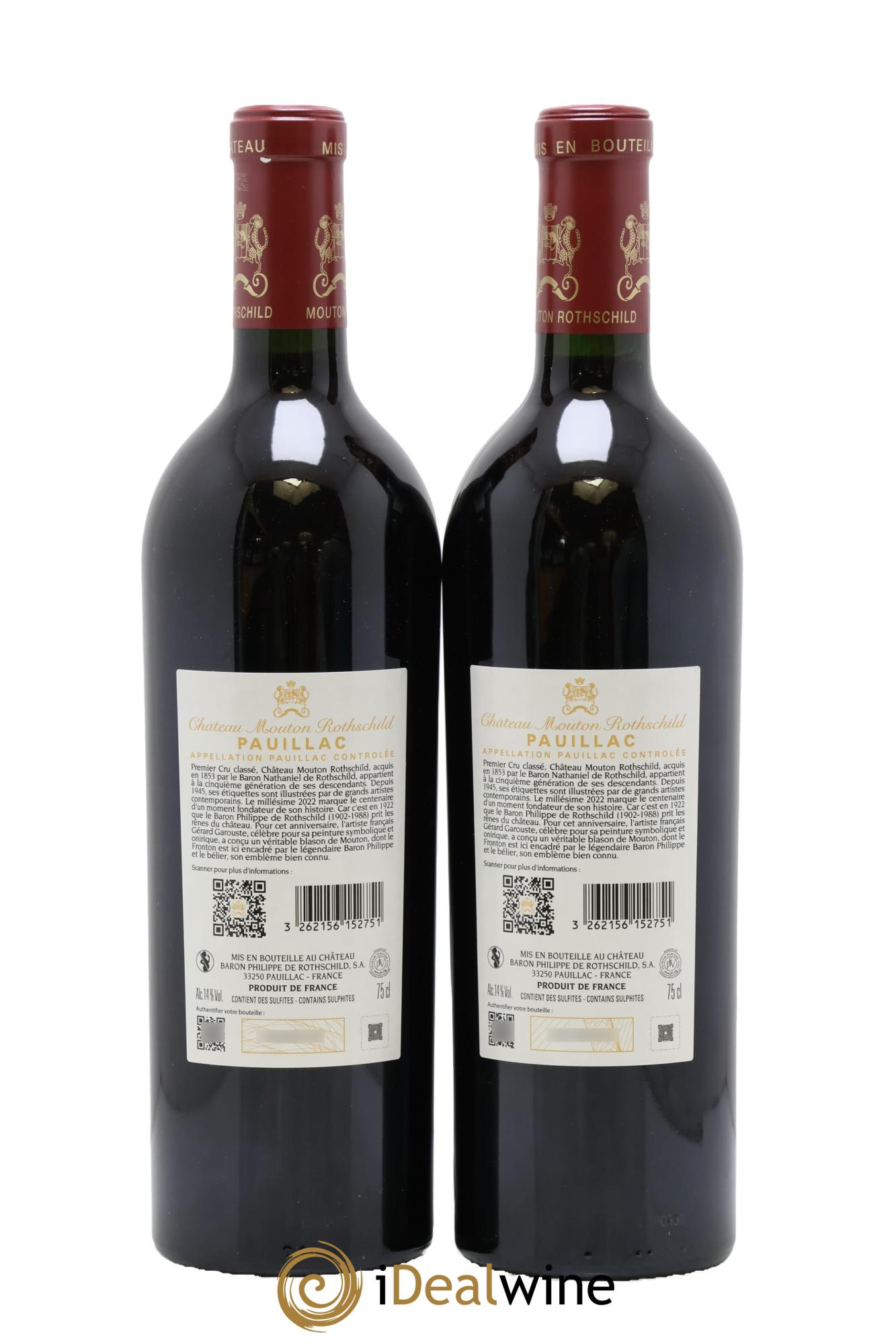 Château Mouton Rothschild 1er Grand Cru Classé 2022 - Lot de 2 bouteilles - 1