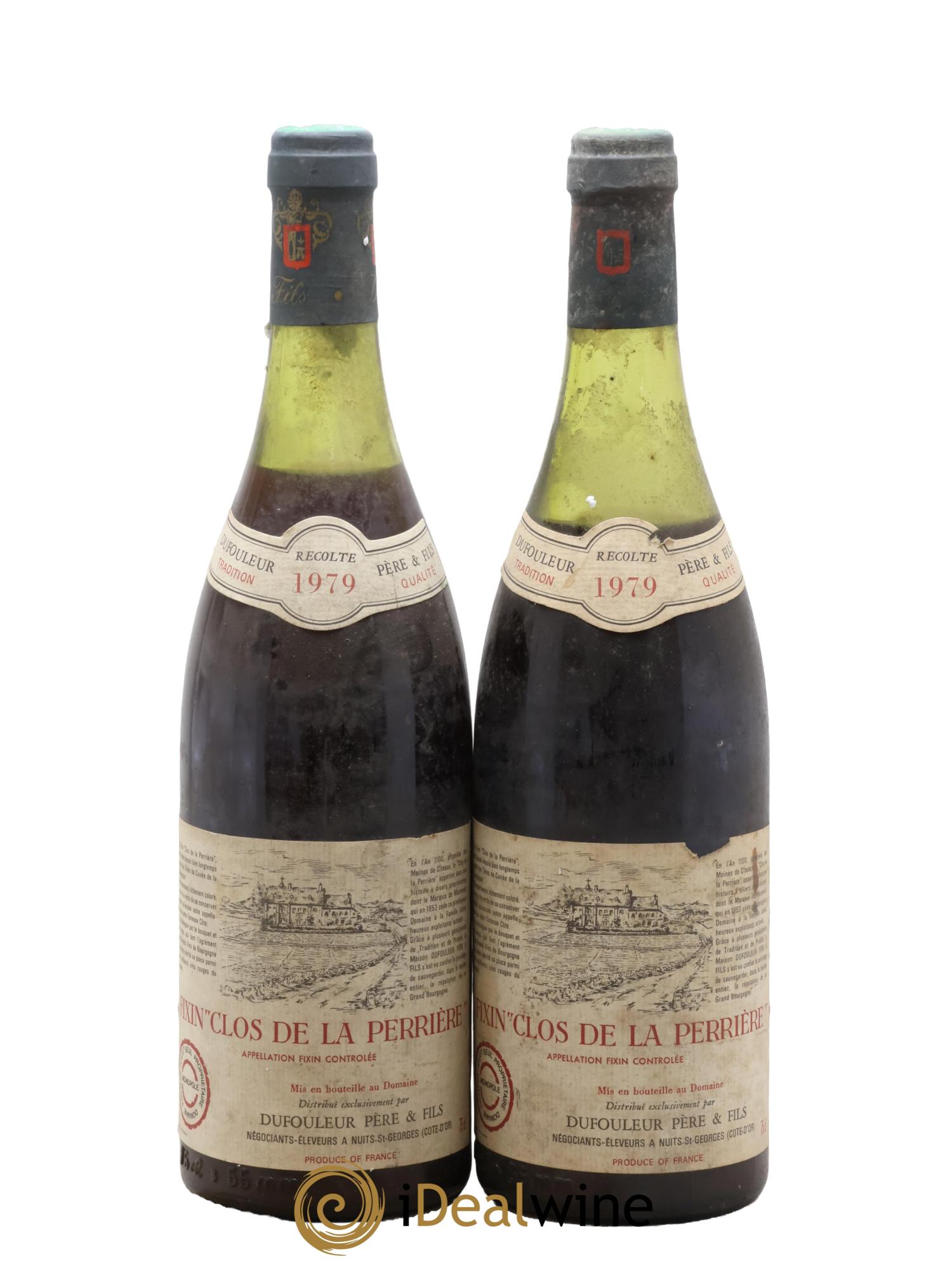 Fixin 1er Cru Clos de la Perrière Joliet Père & Fils (Domaine) 1979 - Lot de 2 bouteilles - 0