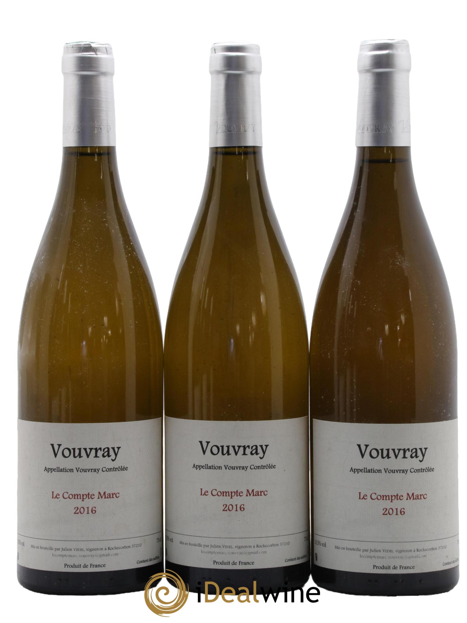 Vouvray Le Compte Marc Julien Vedel 2016 - Lot de 3 bouteilles - 0