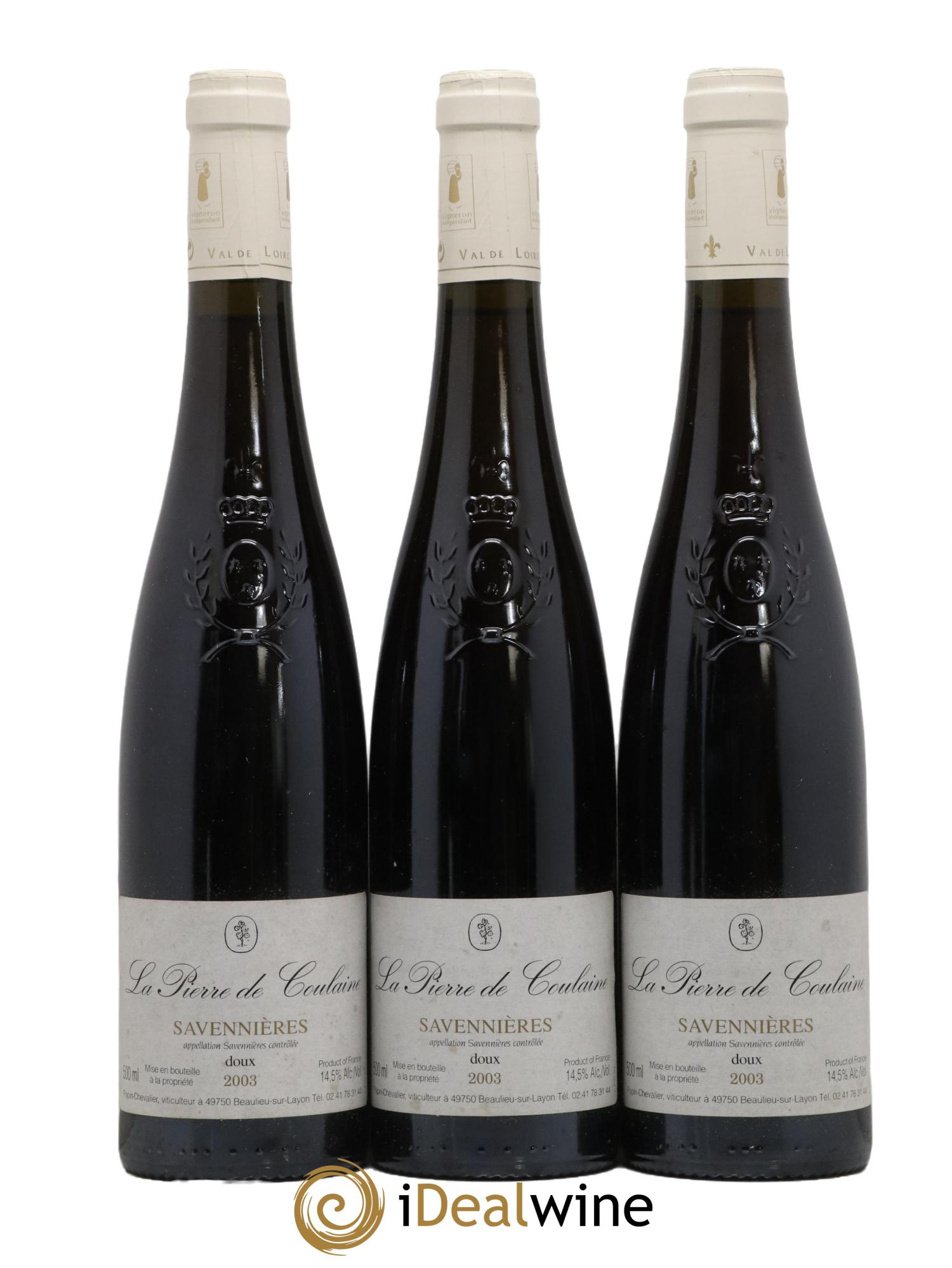 Savennières La Pierre de Coulaine Château Pierre Bise 2003 - Lot de 3 format 50cls - 0