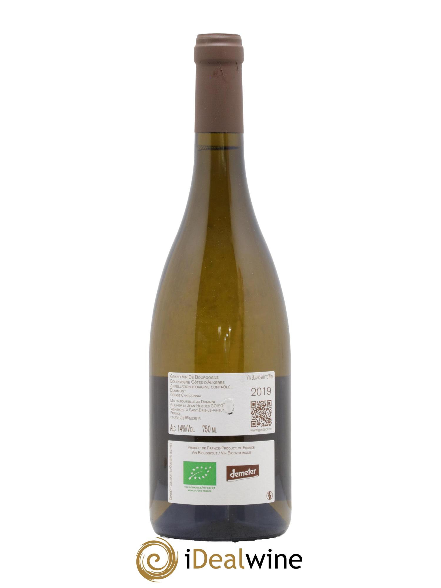 Bourgogne Côtes d'Auxerre Biaumont Goisot 2019 - Lot de 1 bouteille - 1