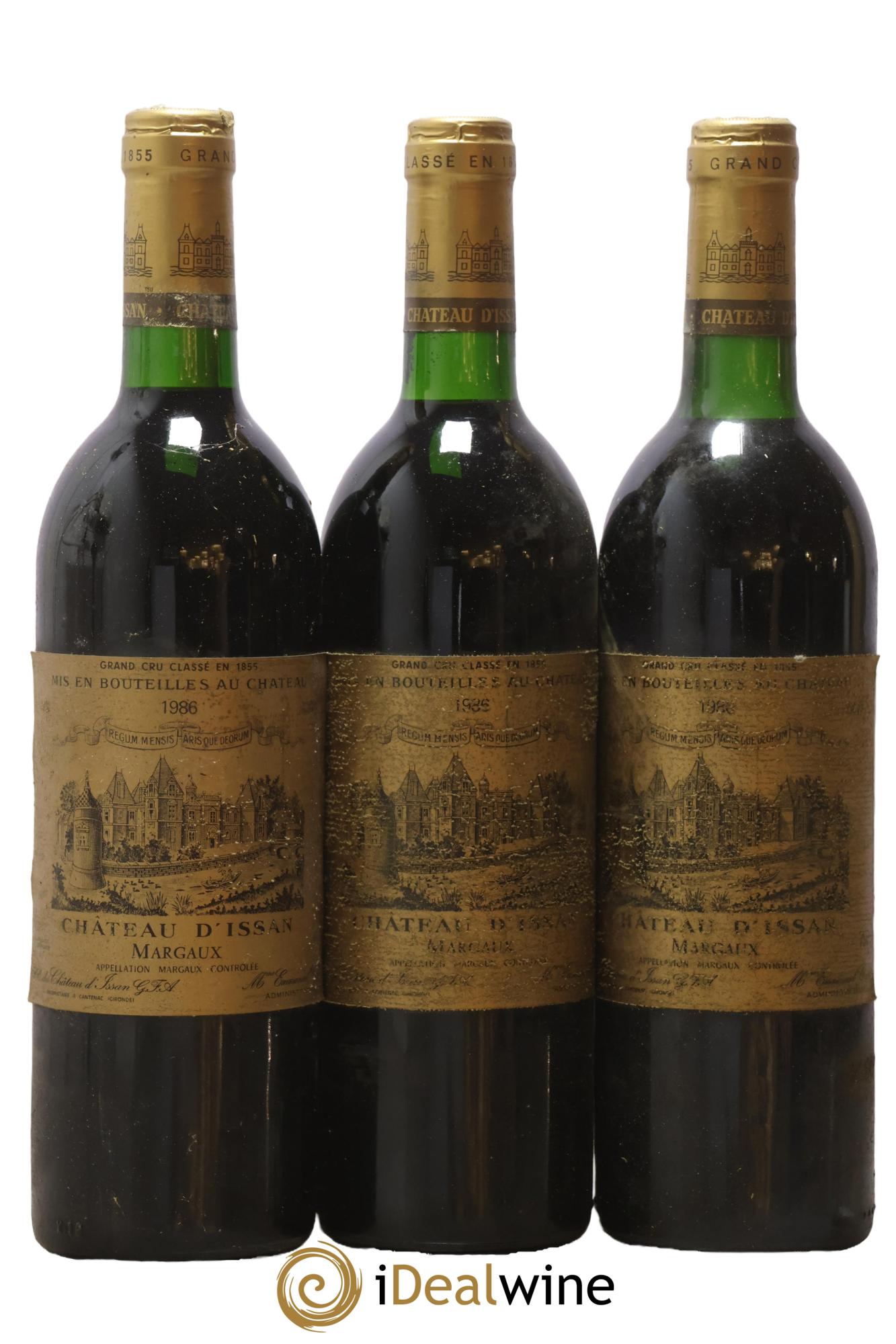 Château d'Issan 3ème Grand Cru Classé 1986 - Lot of 3 bottles - 0