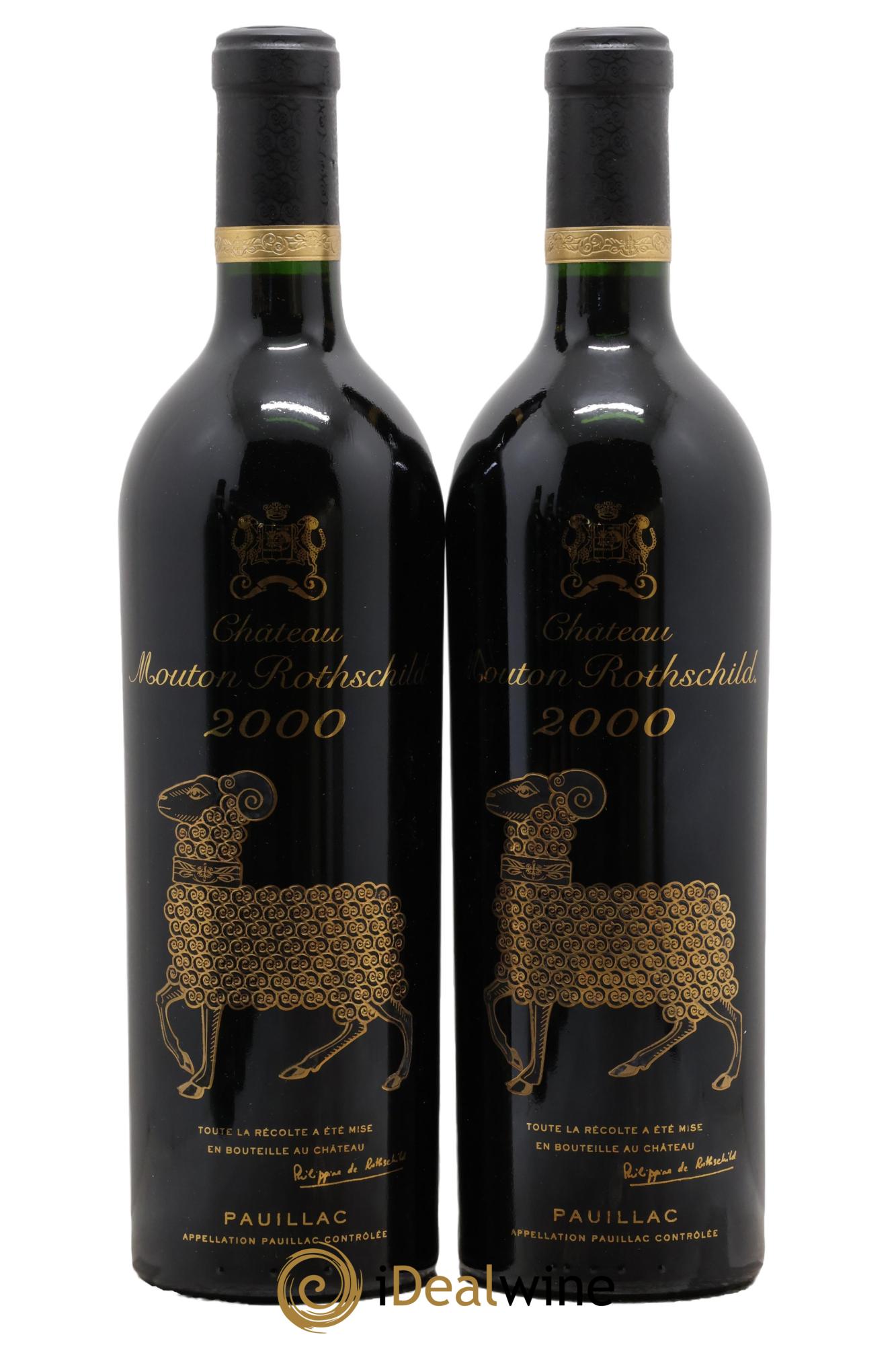 Château Mouton Rothschild 1er Grand Cru Classé 2000 - Lot de 2 bouteilles - 0
