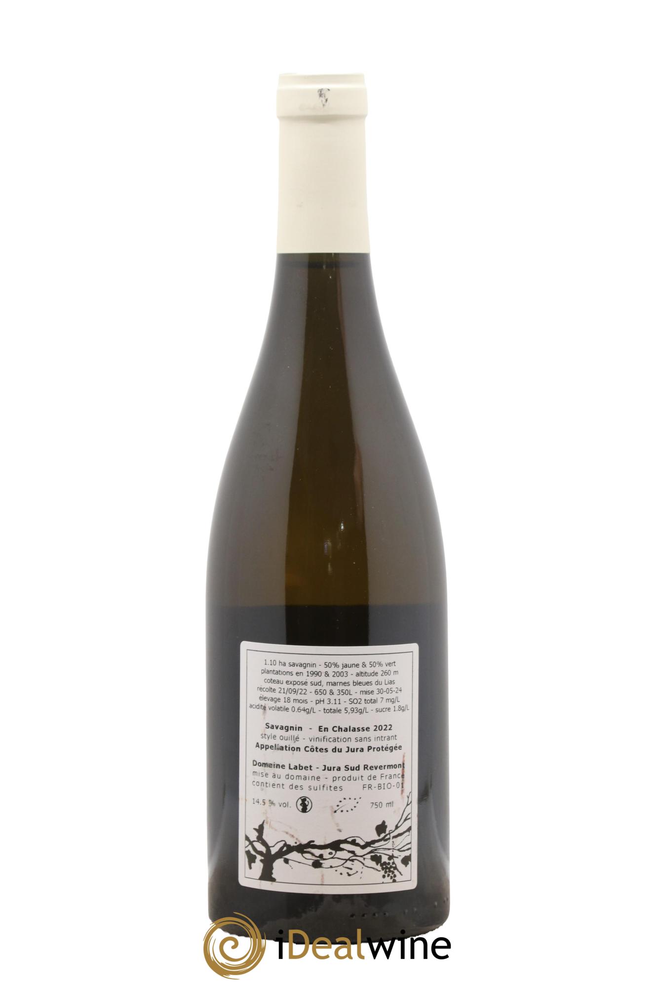 Côtes du Jura Savagnin en Chalasse Romain - Julien - Charline Labet 2022 - Lotto di 1 bottiglia - 1