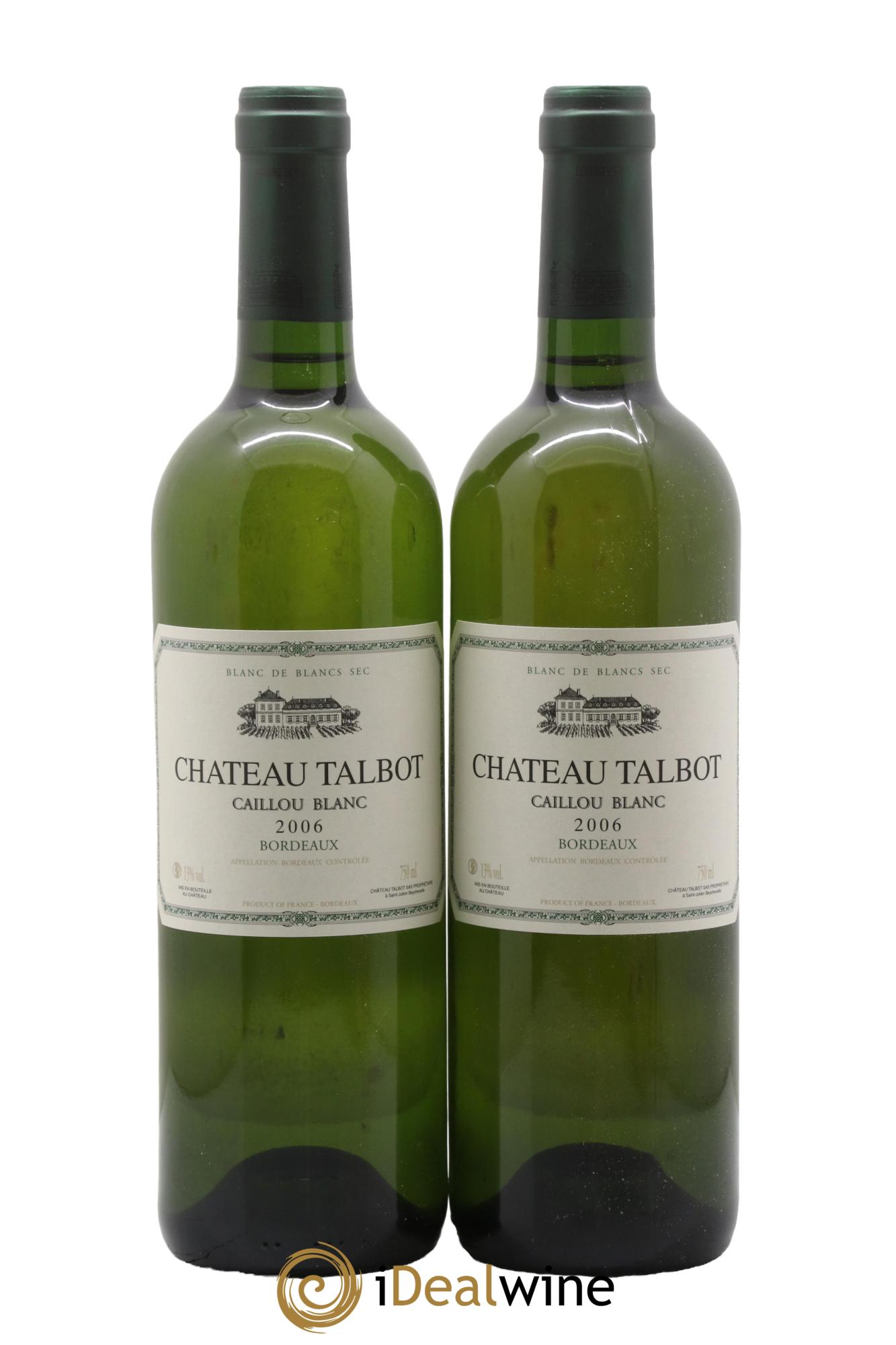Château Talbot Caillou Blanc 2006 - Lot de 2 bouteilles - 0