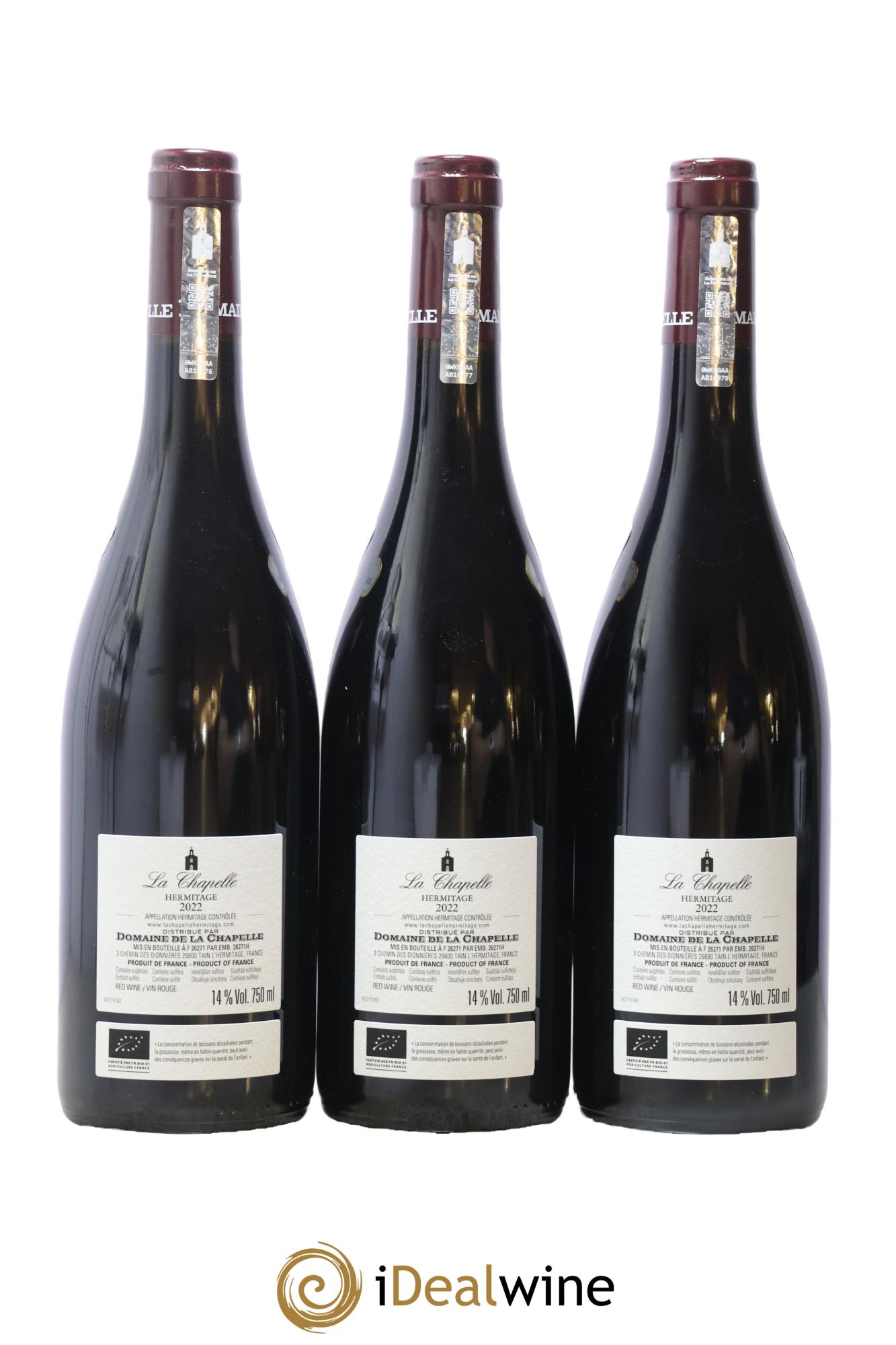 Hermitage La Chapelle Paul Jaboulet Ainé 2022 - Lot of 3 bottles - 1